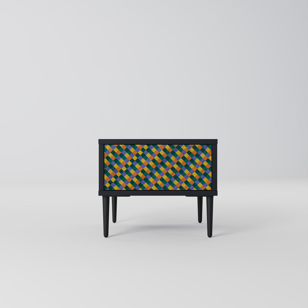 PAINTED SQUARES MIX Nachttisch in Schwarz