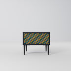 PAINTED SQUARES MIX Nightstand in Black Finish