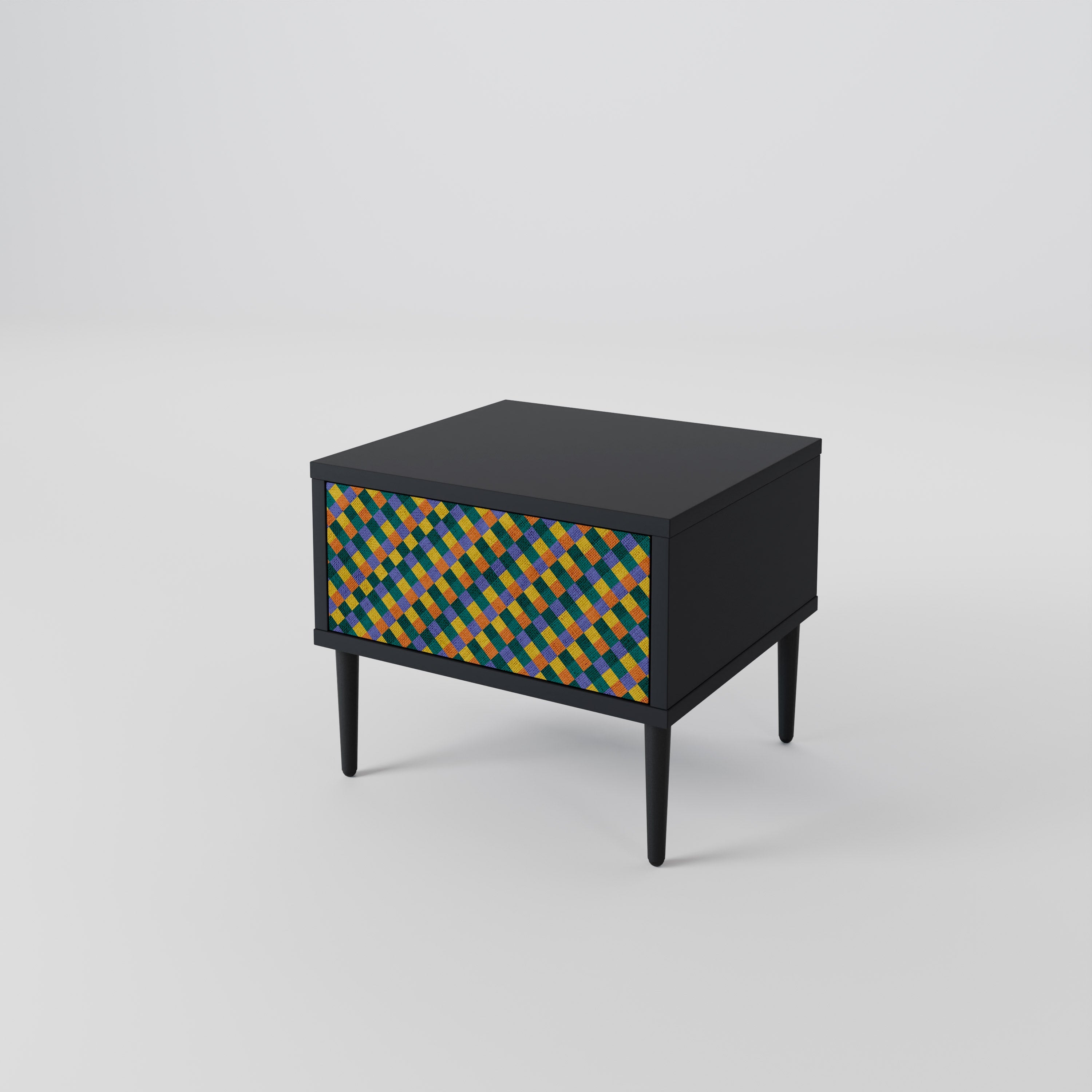PAINTED SQUARES MIX Nachttisch in Schwarz