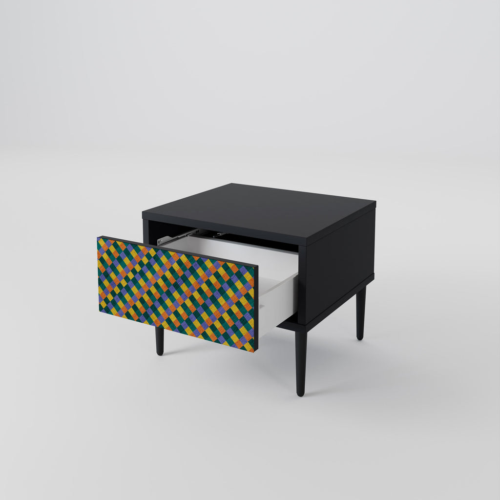 PAINTED SQUARES MIX Nachttisch in Schwarz