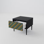 PAINTED SQUARES MIX Nightstand in Black Finish