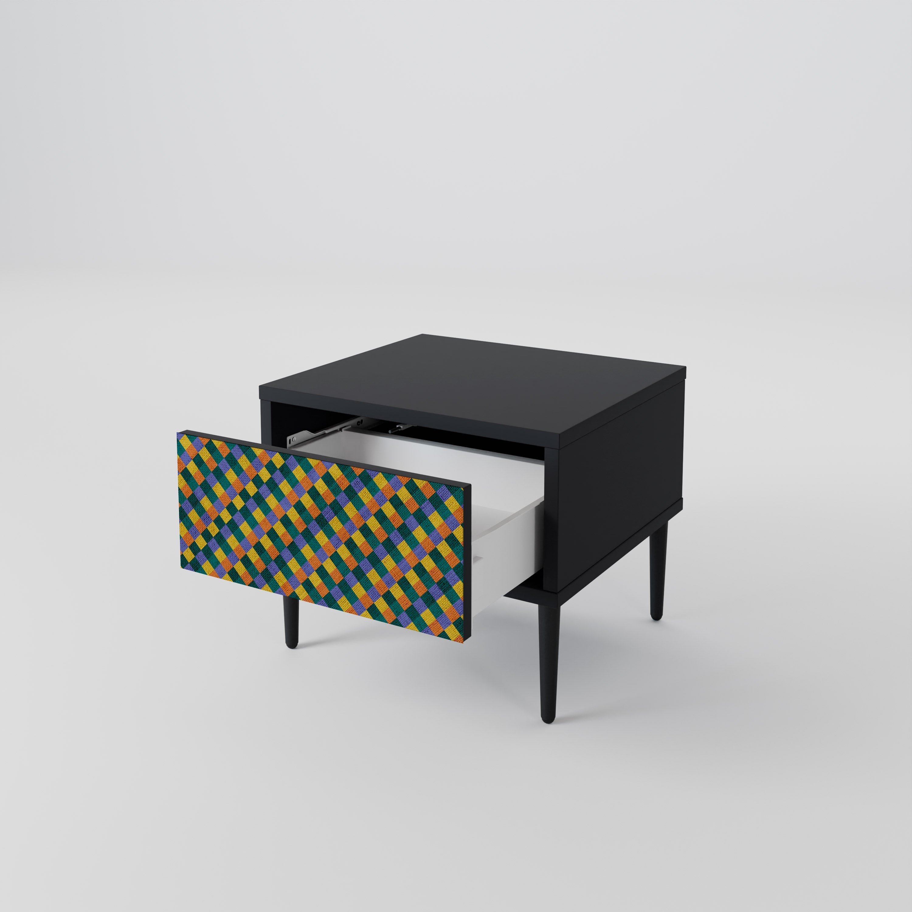 PAINTED SQUARES MIX Nachttisch in Schwarz