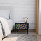 PAINTED SQUARES MIX Nightstand in Black Finish