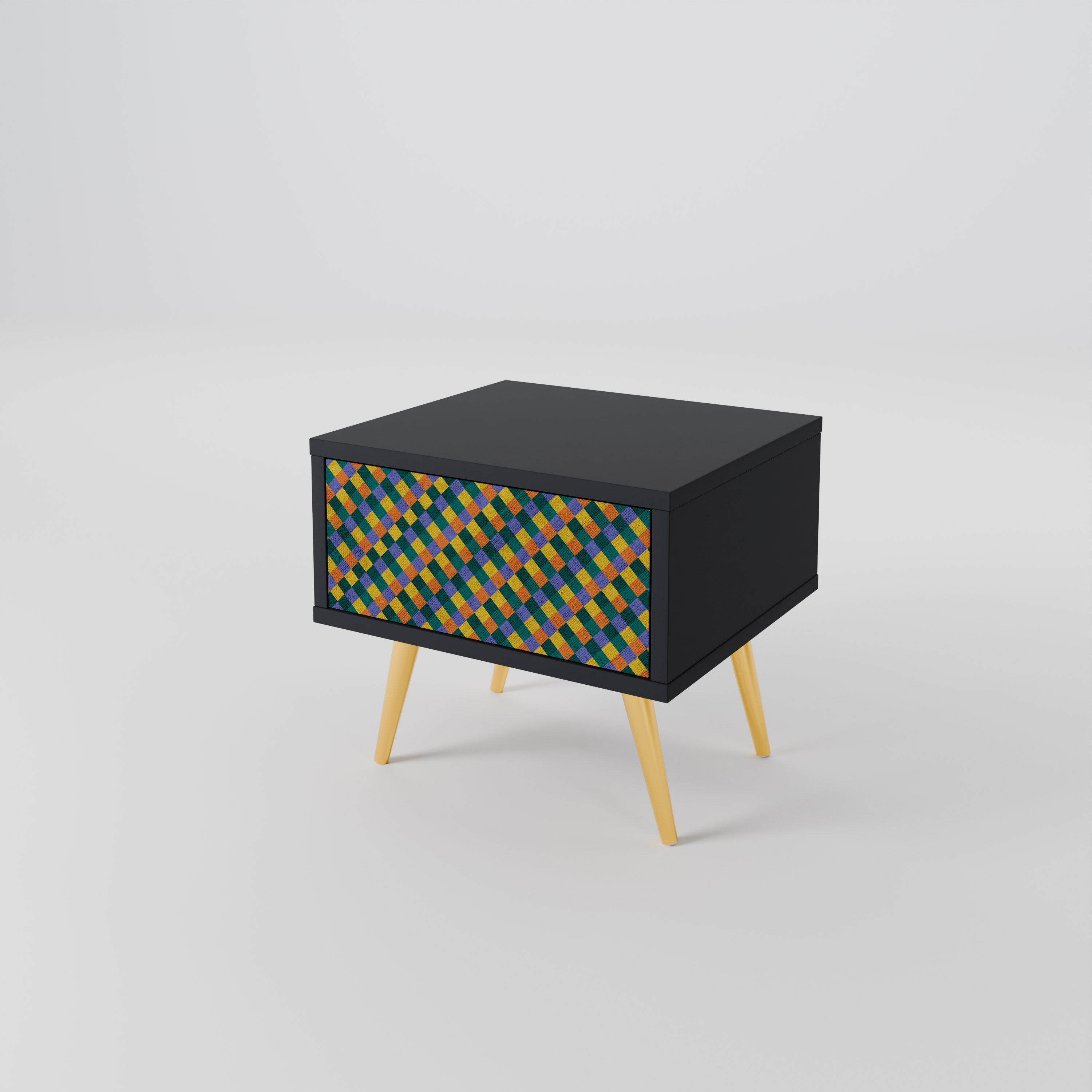 PAINTED SQUARES MIX Nachttisch in Schwarz