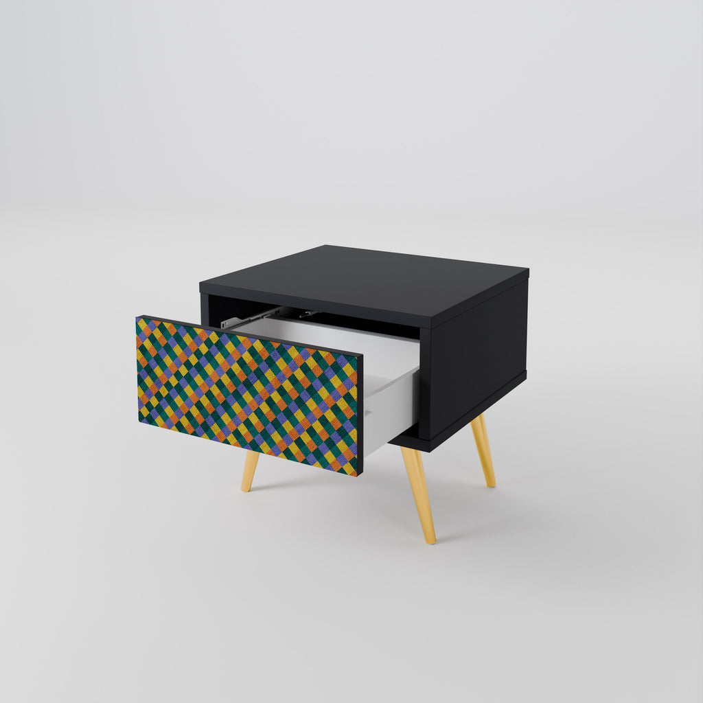 PAINTED SQUARES MIX Nachttisch in Schwarz