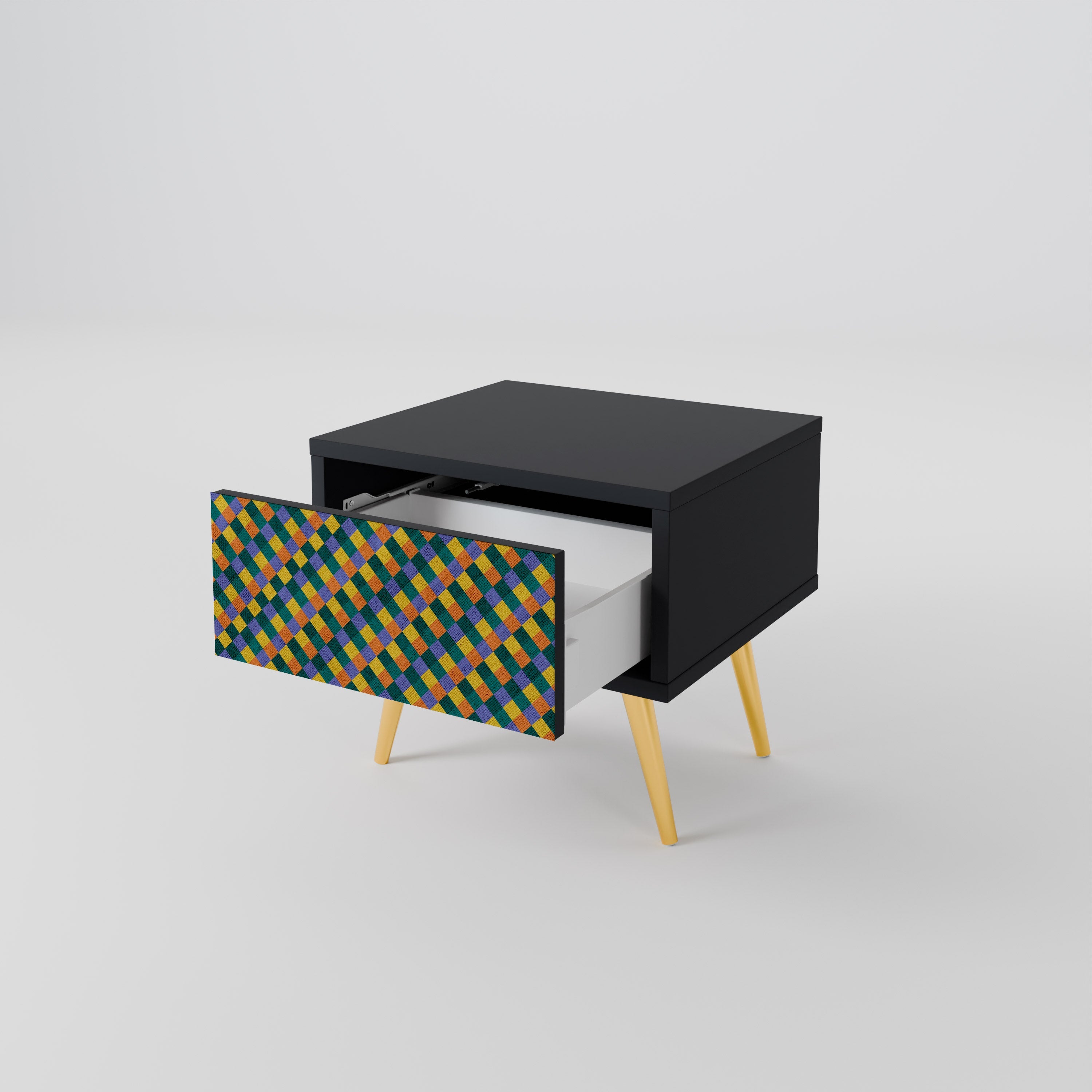 PAINTED SQUARES MIX Nachttisch in Schwarz