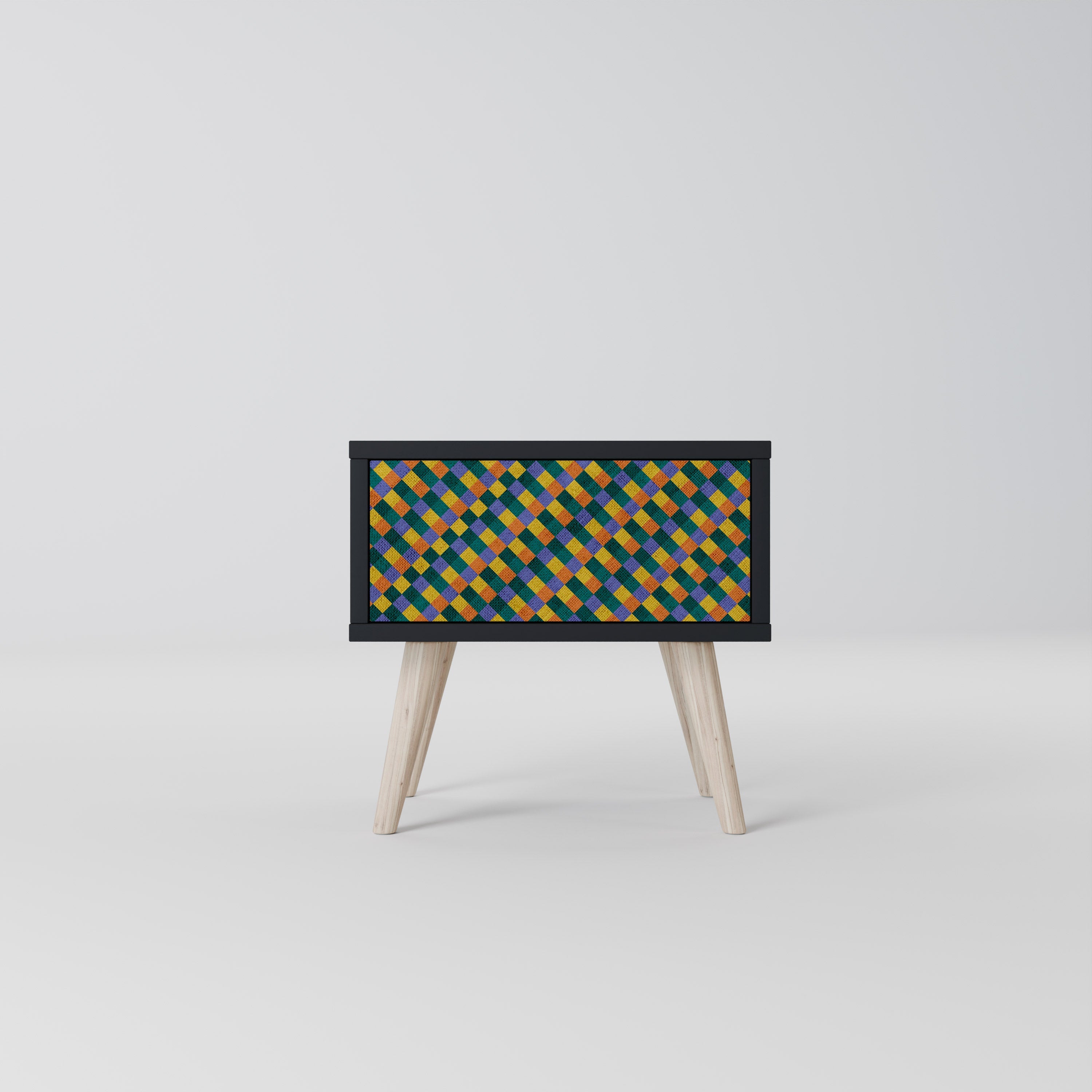 PAINTED SQUARES MIX Nachttisch in Schwarz