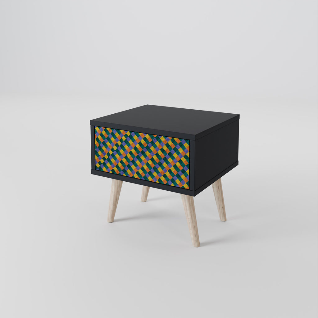 PAINTED SQUARES MIX Nachttisch in Schwarz