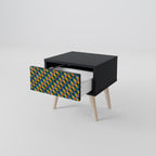 PAINTED SQUARES MIX Nightstand in Black Finish