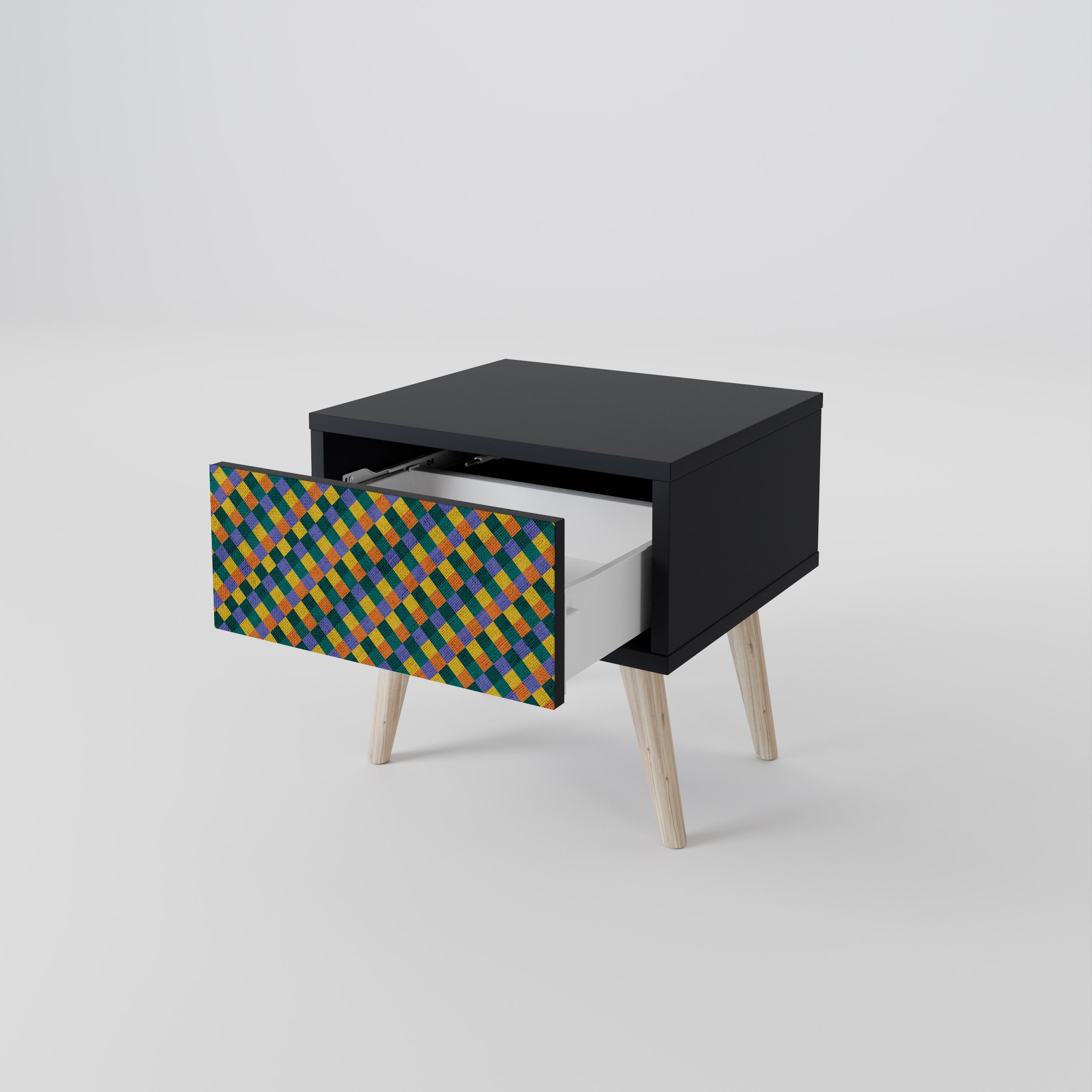 PAINTED SQUARES MIX Nachttisch in Schwarz