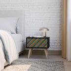PAINTED SQUARES MIX Nightstand in Black Finish