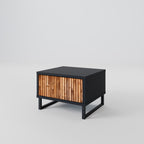 NATURAL WOOD Nightstand in Black Finish