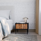 NATURAL WOOD Nightstand in Black Finish