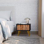 NATURAL WOOD Nightstand in Black Finish