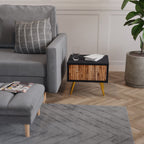 NATURAL WOOD Nightstand in Black Finish