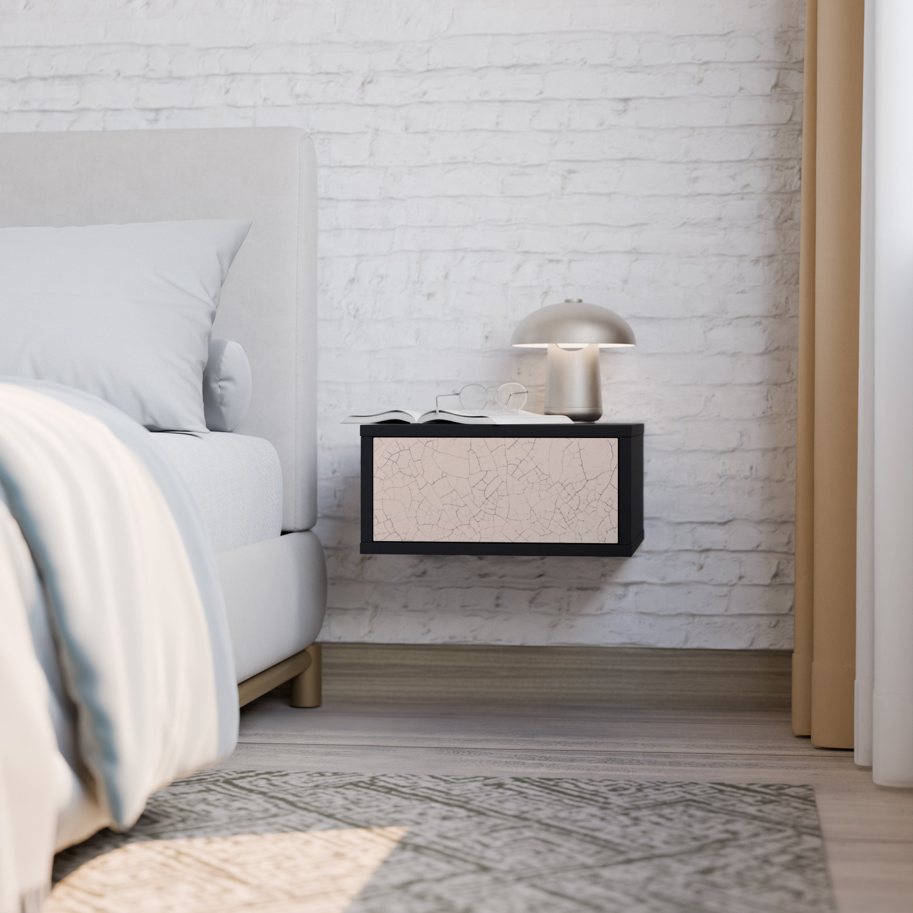 CERAMIC TEXTURE Nachttisch in schwarzem Finish