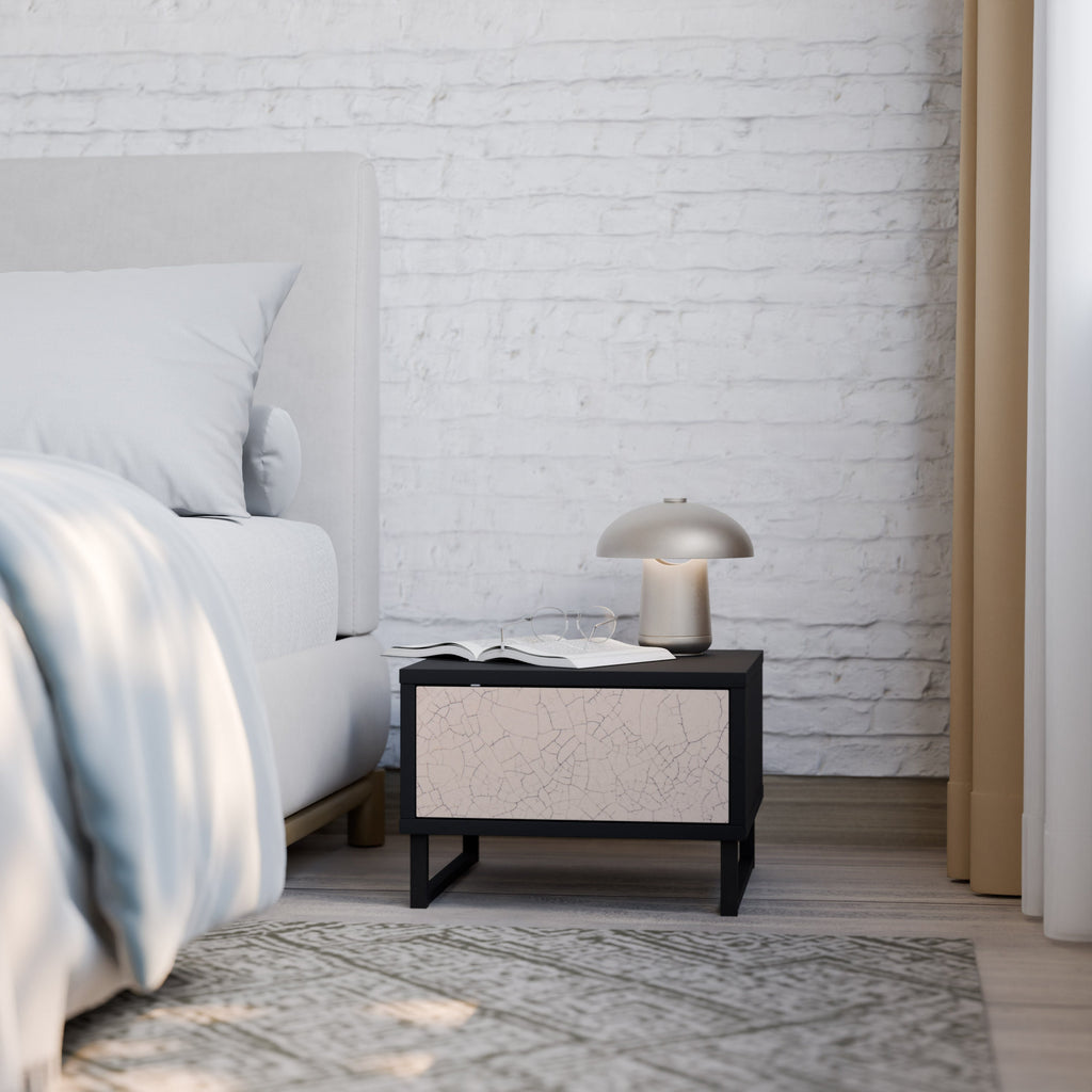 CERAMIC TEXTURE Nachttisch in schwarzem Finish