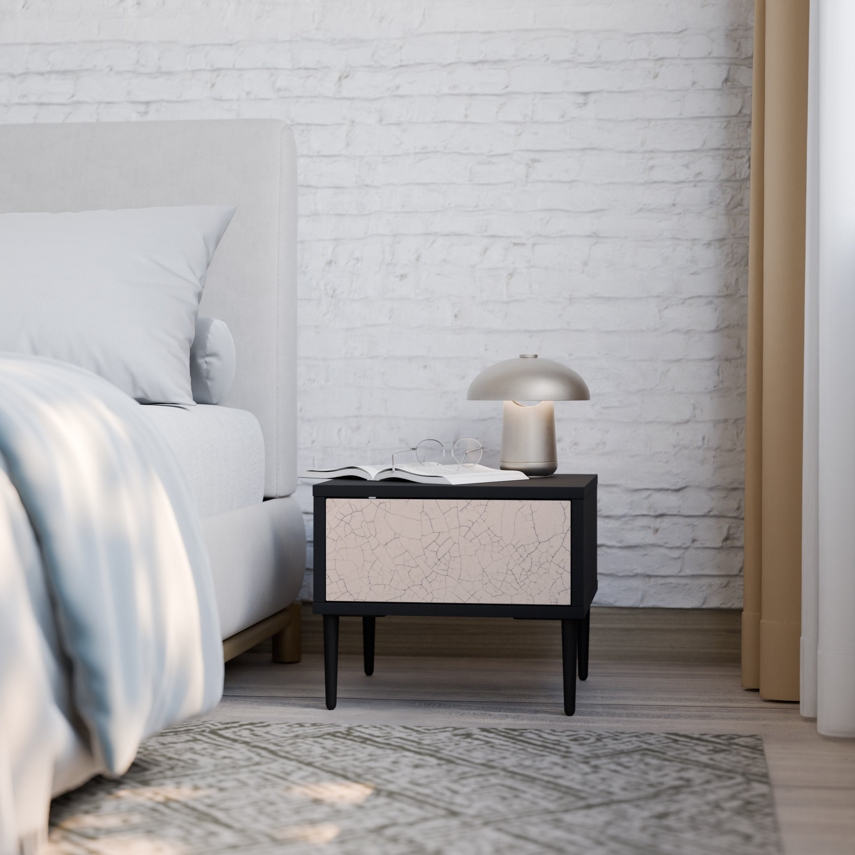 CERAMIC TEXTURE Nachttisch in schwarzem Finish