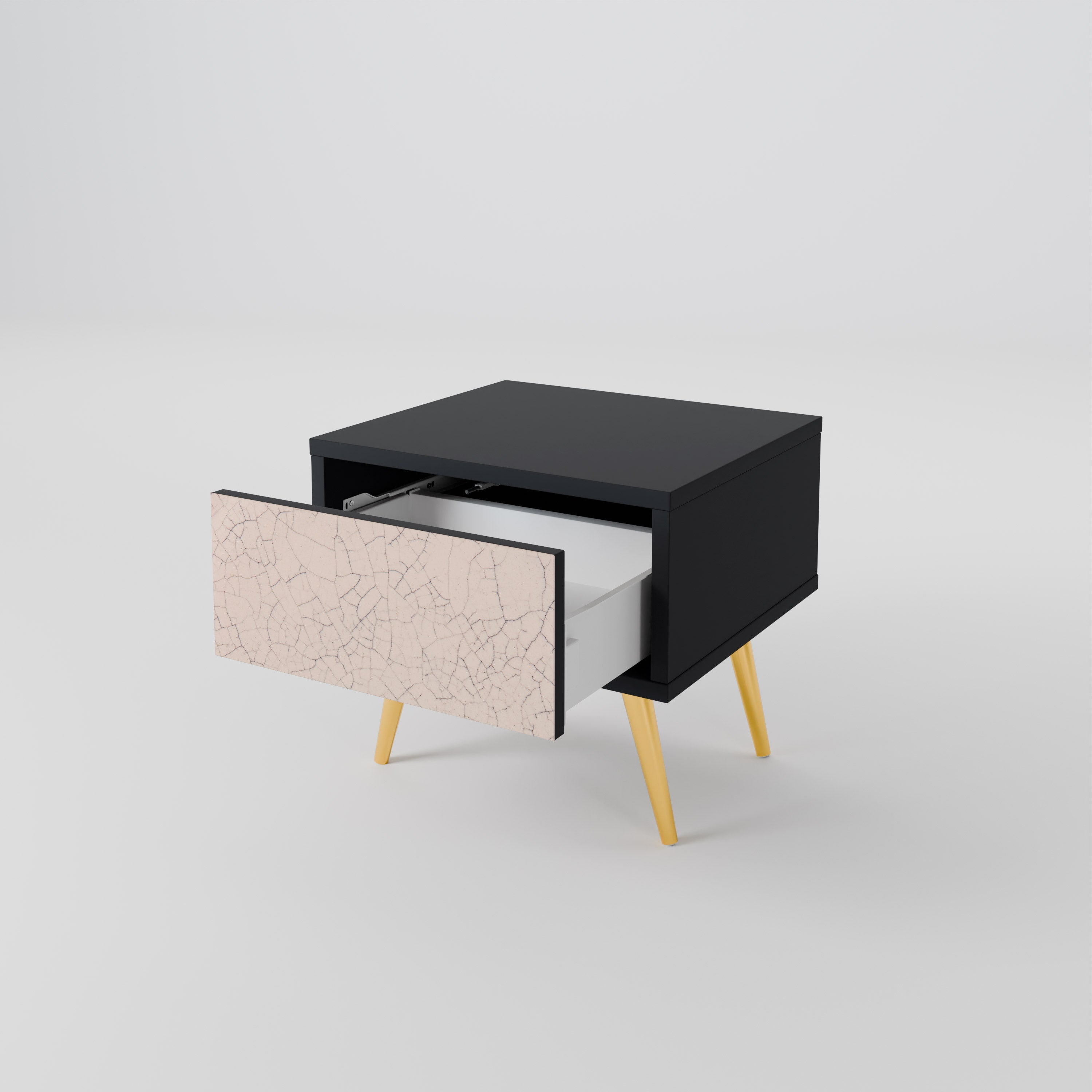 CERAMIC TEXTURE Nachttisch in schwarzem Finish