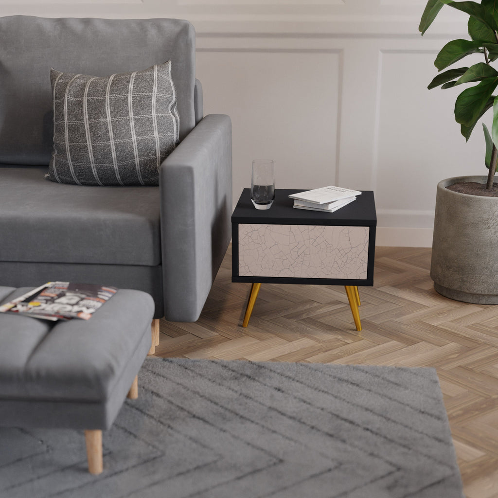 CERAMIC TEXTURE Nachttisch in schwarzem Finish