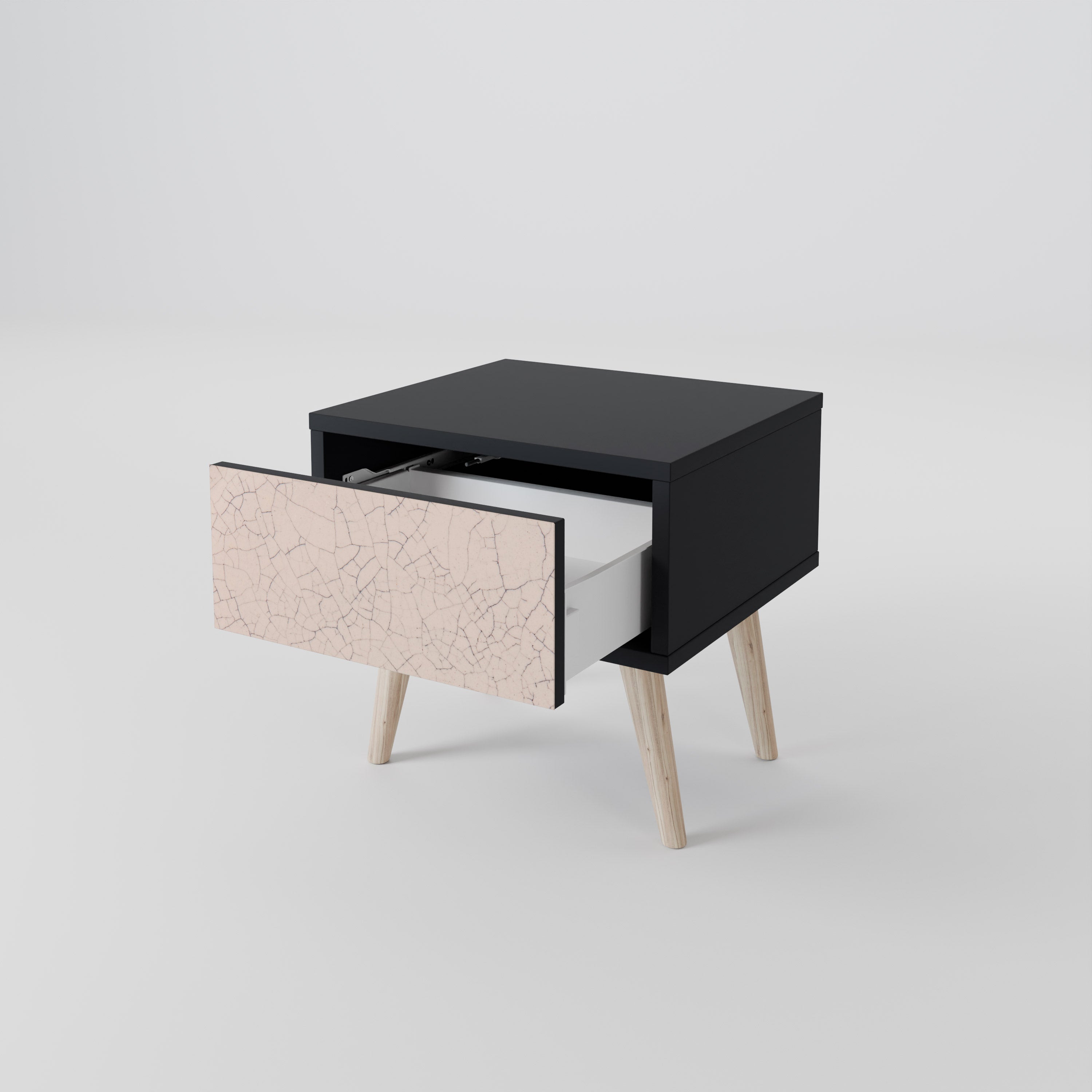 CERAMIC TEXTURE Nachttisch in schwarzem Finish