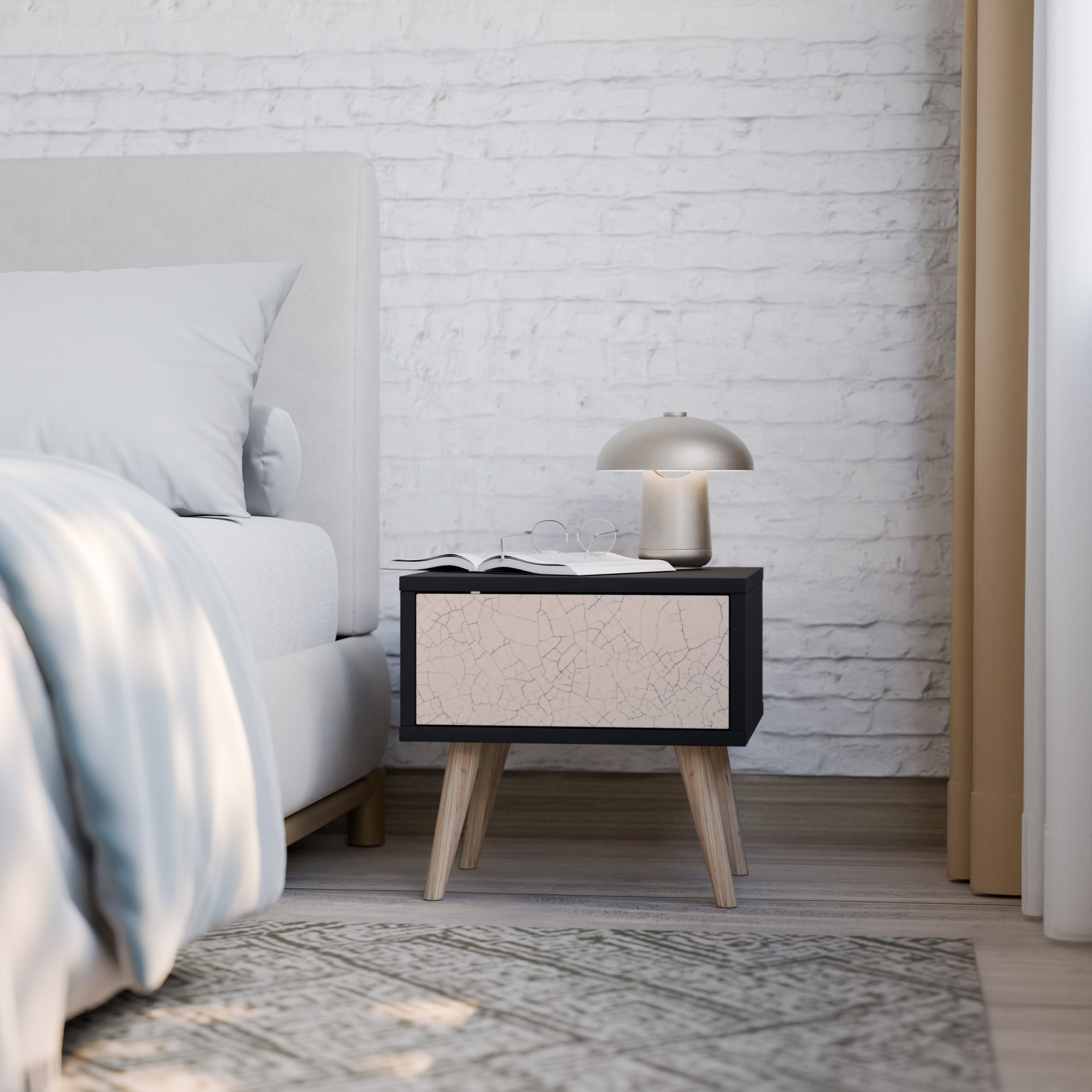 CERAMIC TEXTURE Nachttisch in schwarzem Finish
