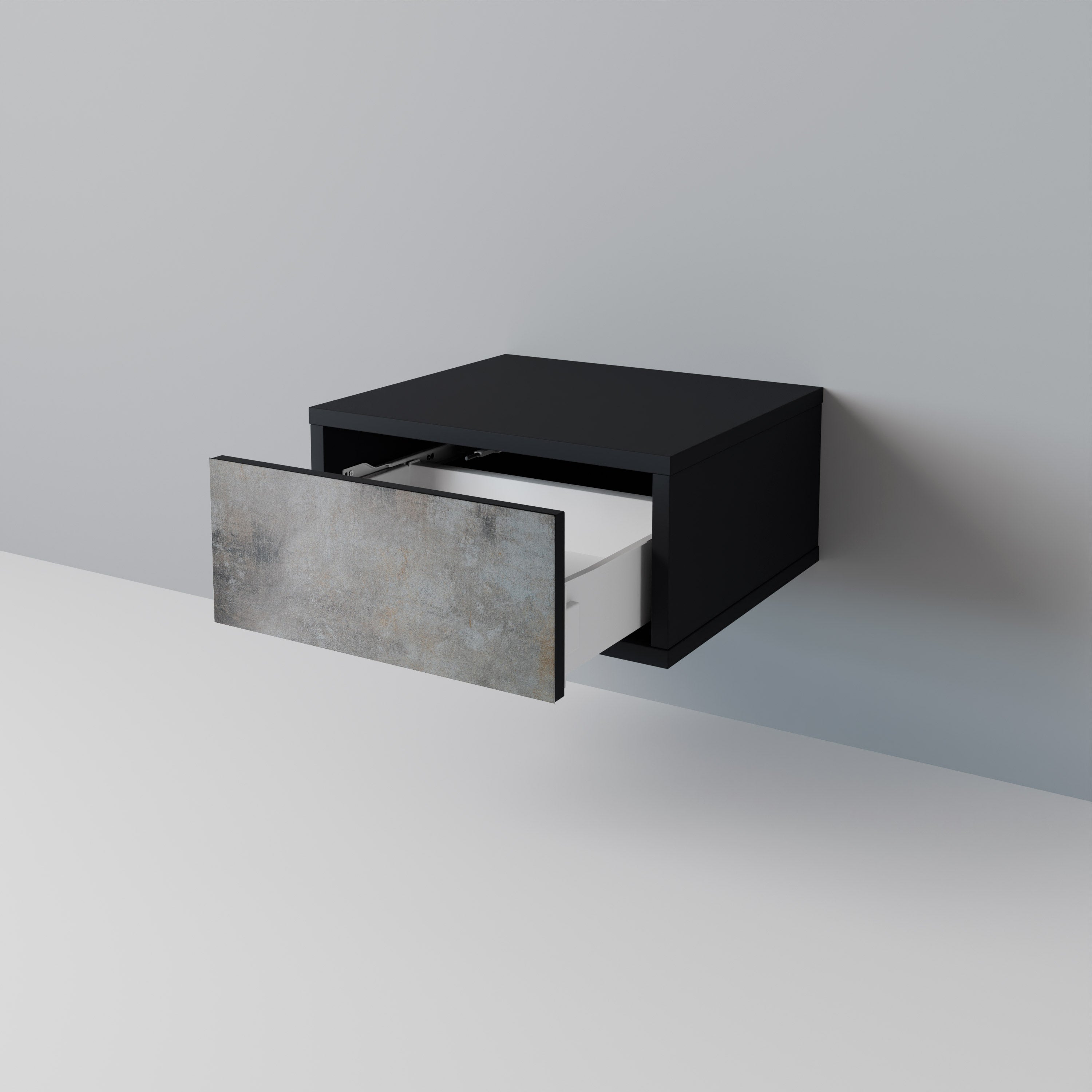 CONCRETE WALL Nachttisch in Schwarz