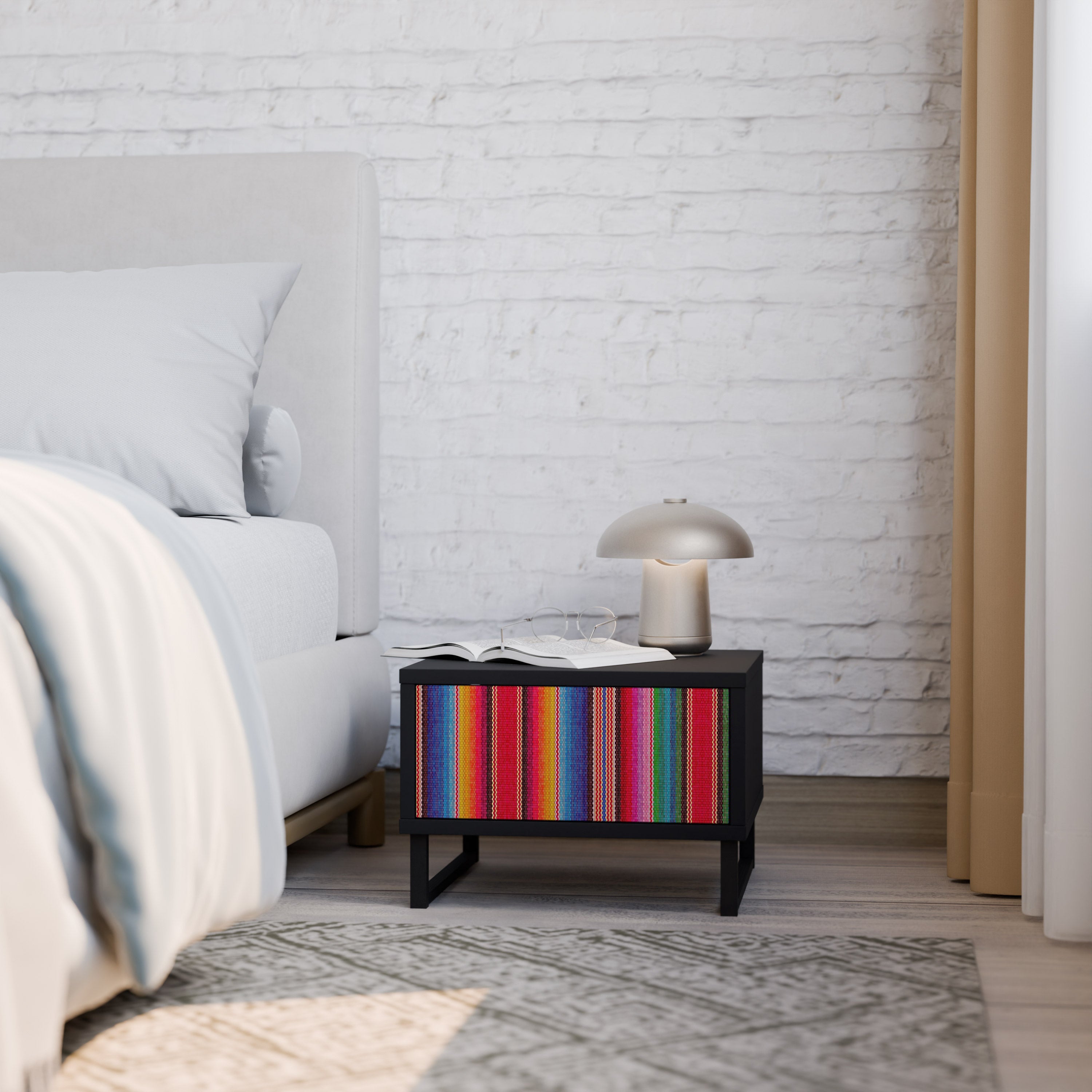 ETHNIC MEXICAN Nachttisch in schwarzem Finish