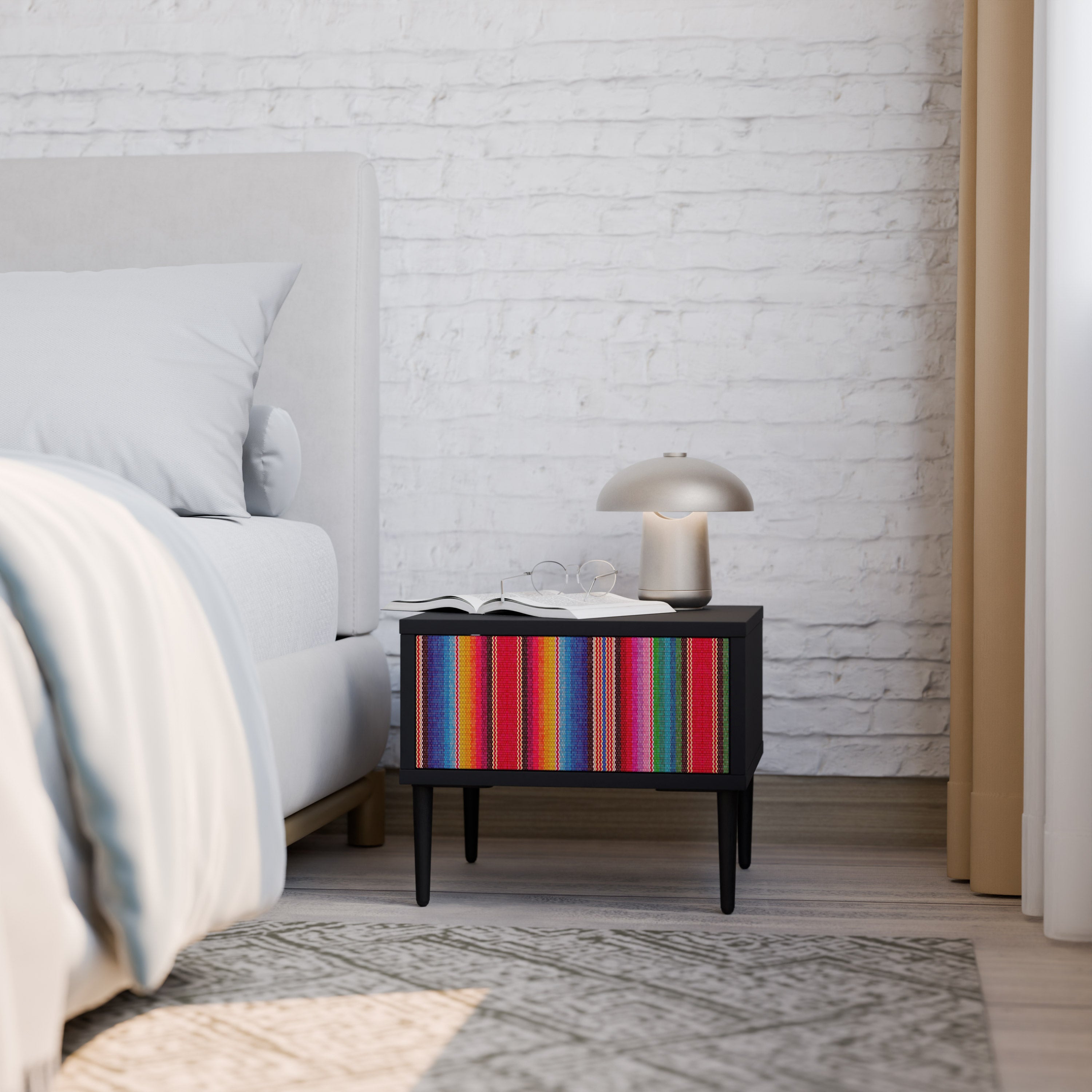 ETHNIC MEXICAN Nachttisch in schwarzem Finish