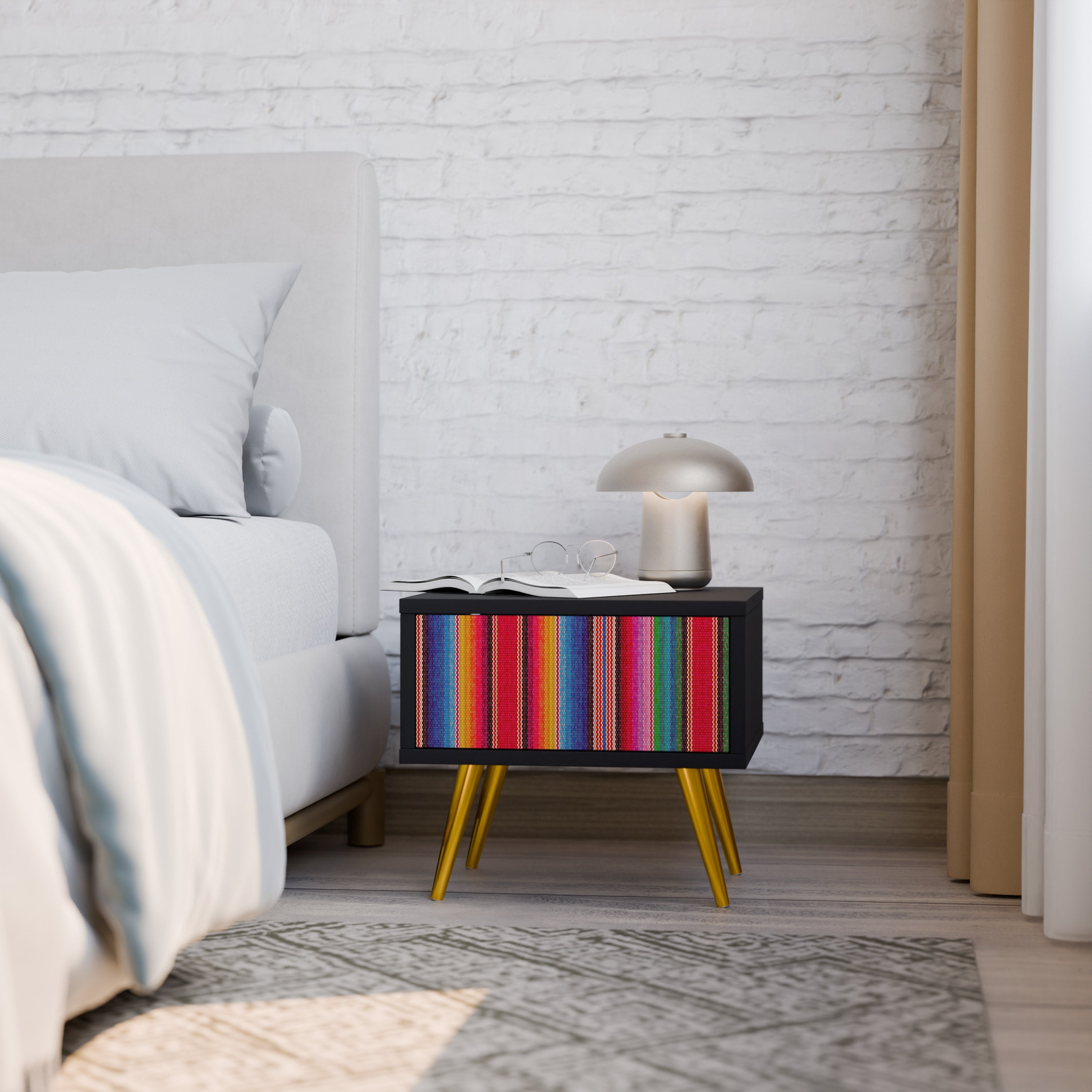 ETHNIC MEXICAN Nachttisch in schwarzem Finish