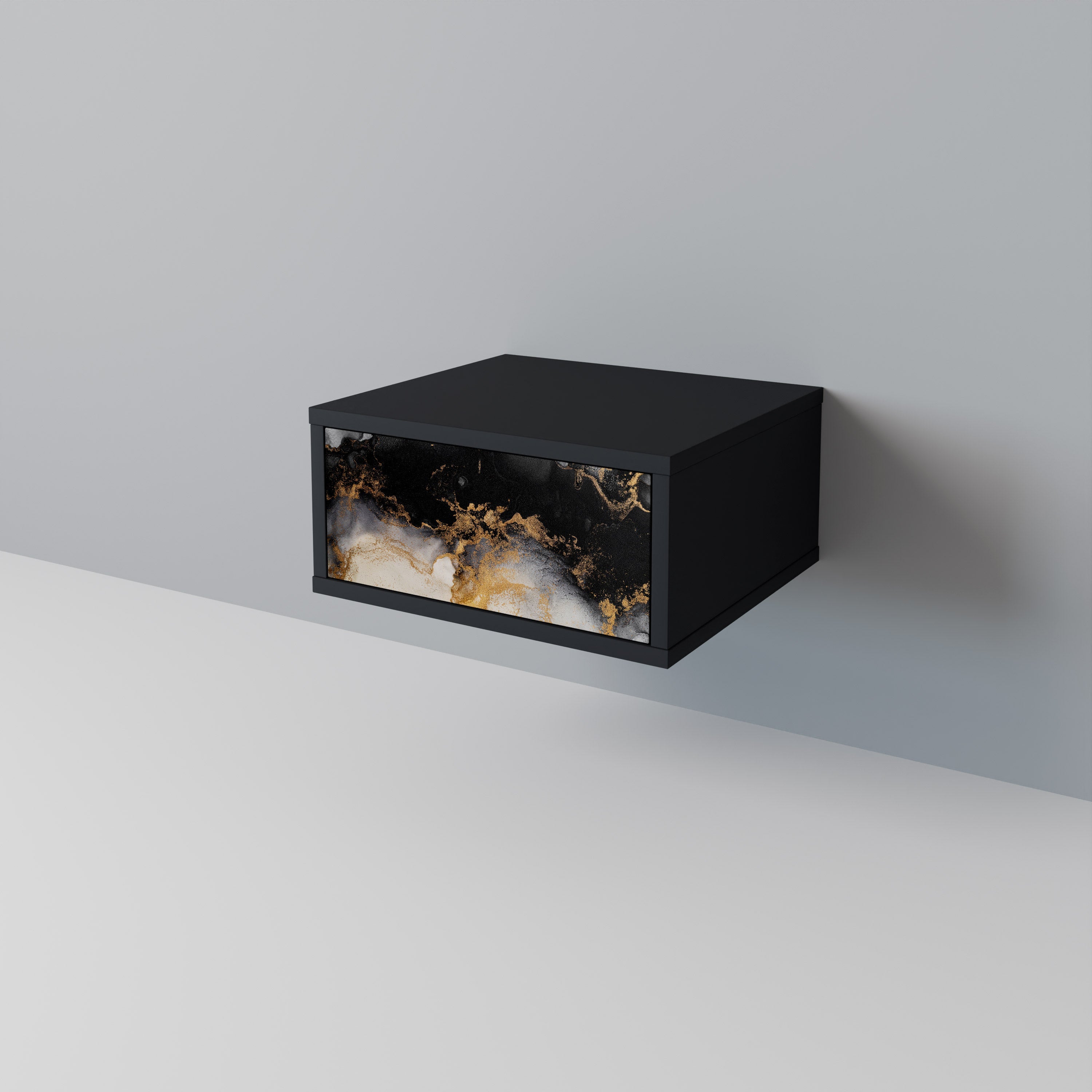 MARBLE OF TOMMORROW Nachttisch in schwarzem Finish