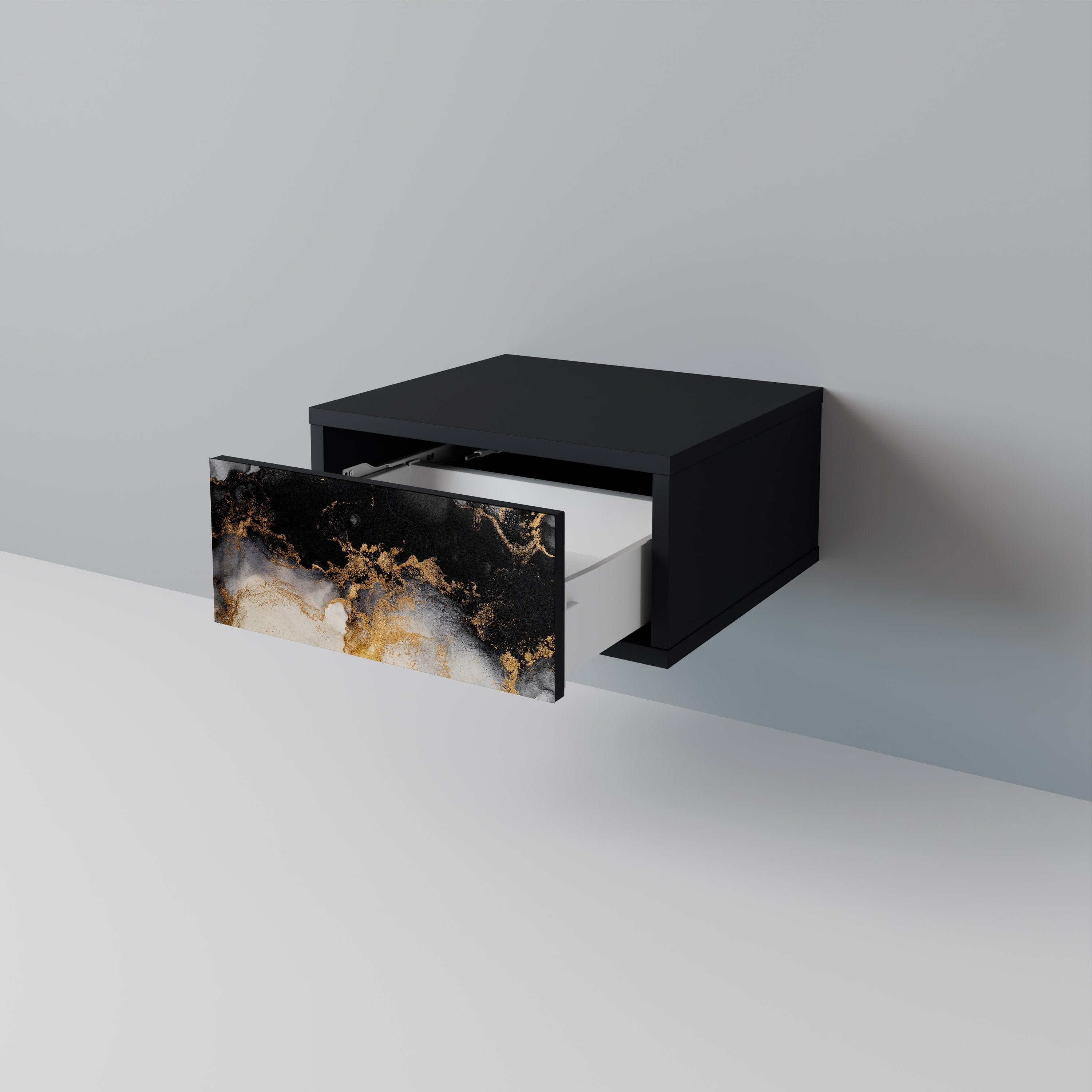 MARBLE OF TOMMORROW Nachttisch in schwarzem Finish