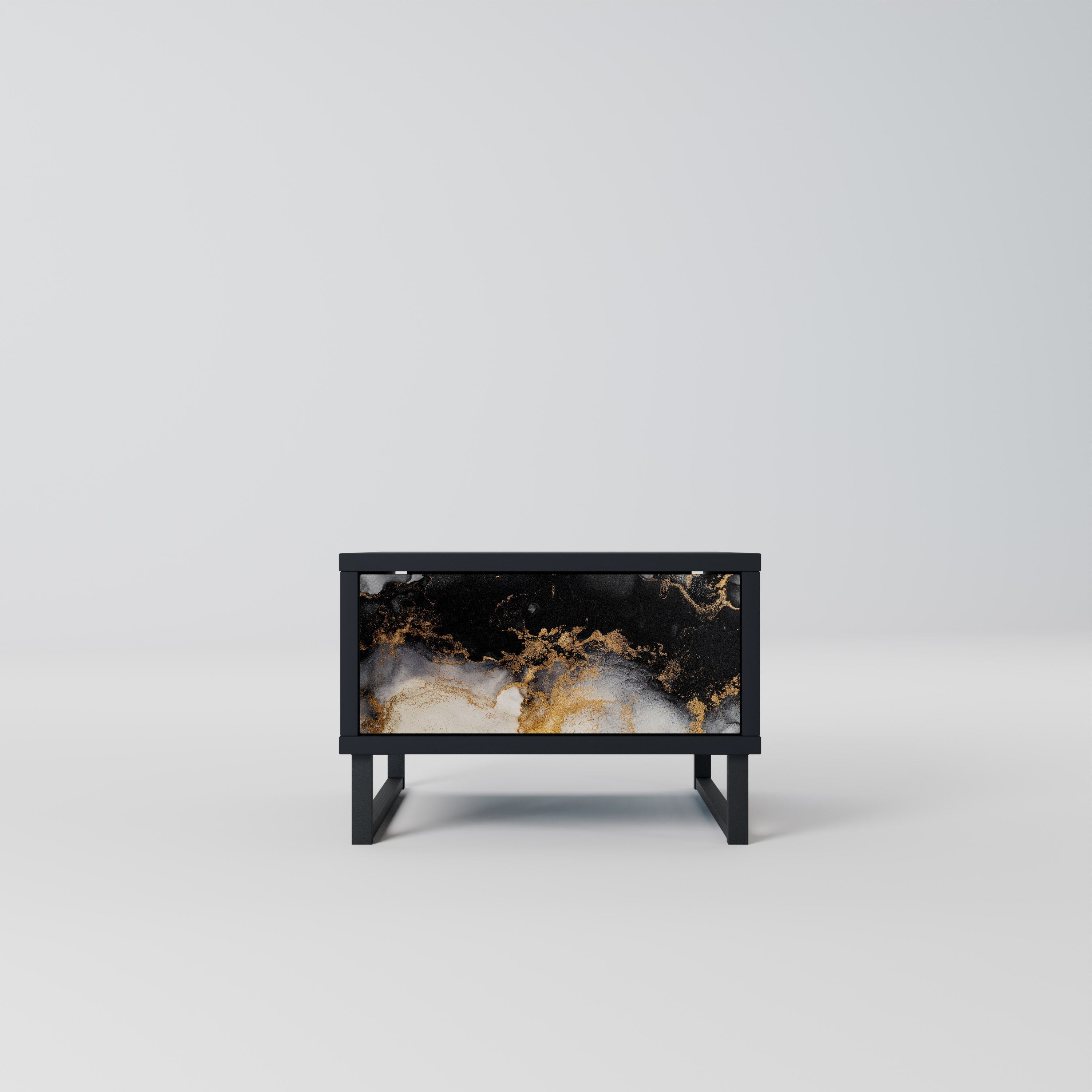 MARBLE OF TOMMORROW Nachttisch in schwarzem Finish