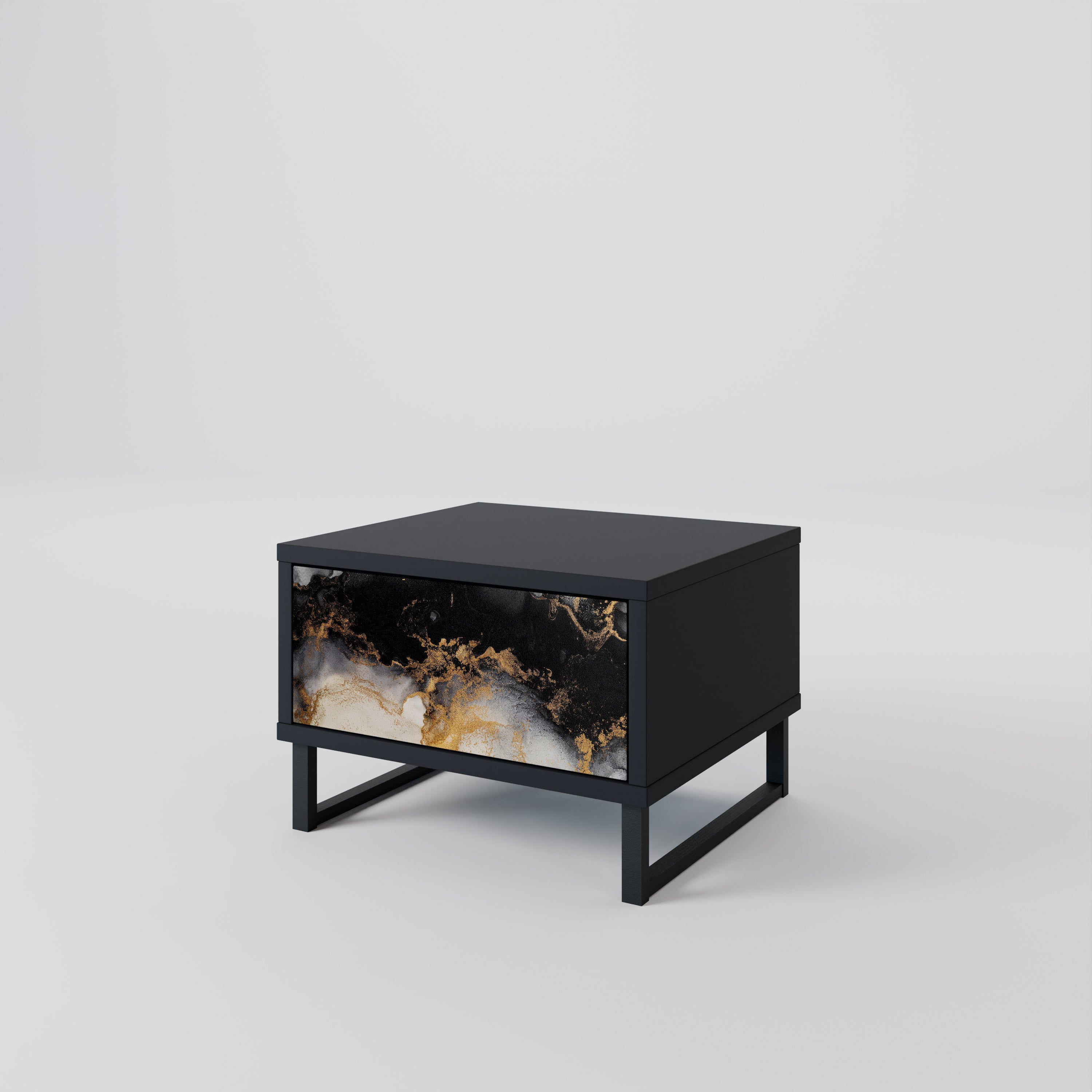 MARBLE OF TOMMORROW Nachttisch in schwarzem Finish