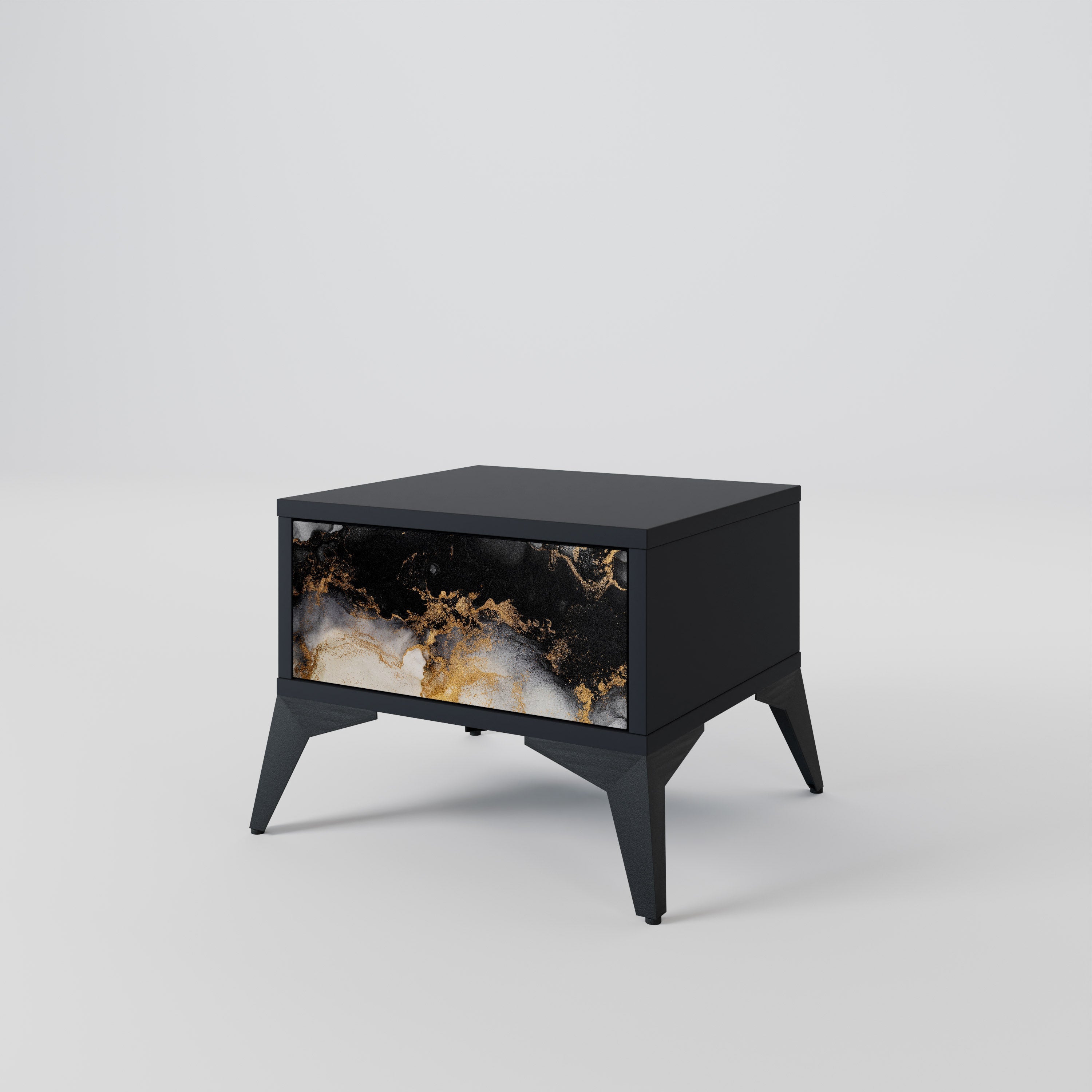 MARBLE OF TOMMORROW Nachttisch in schwarzem Finish