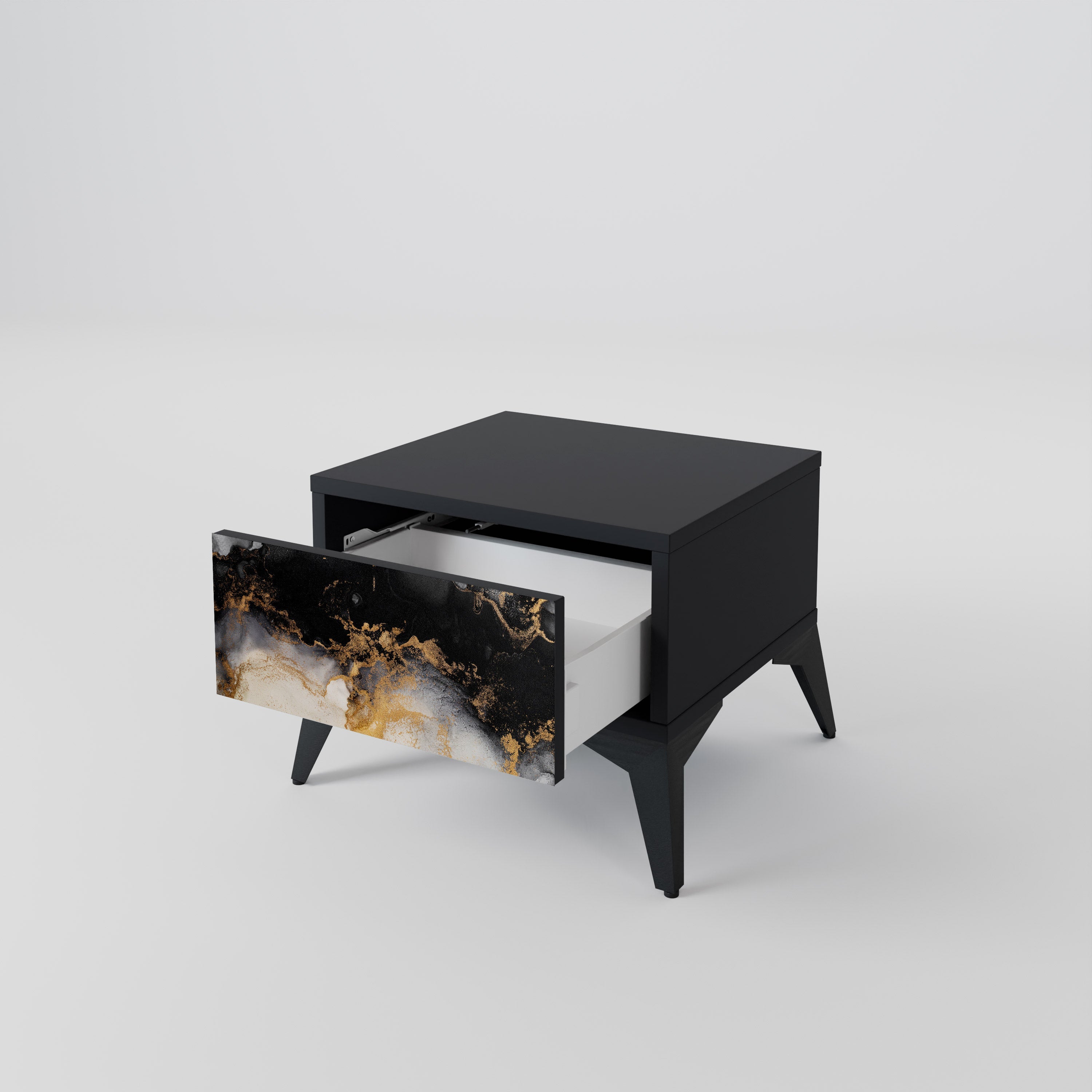 MARBLE OF TOMMORROW Nachttisch in schwarzem Finish