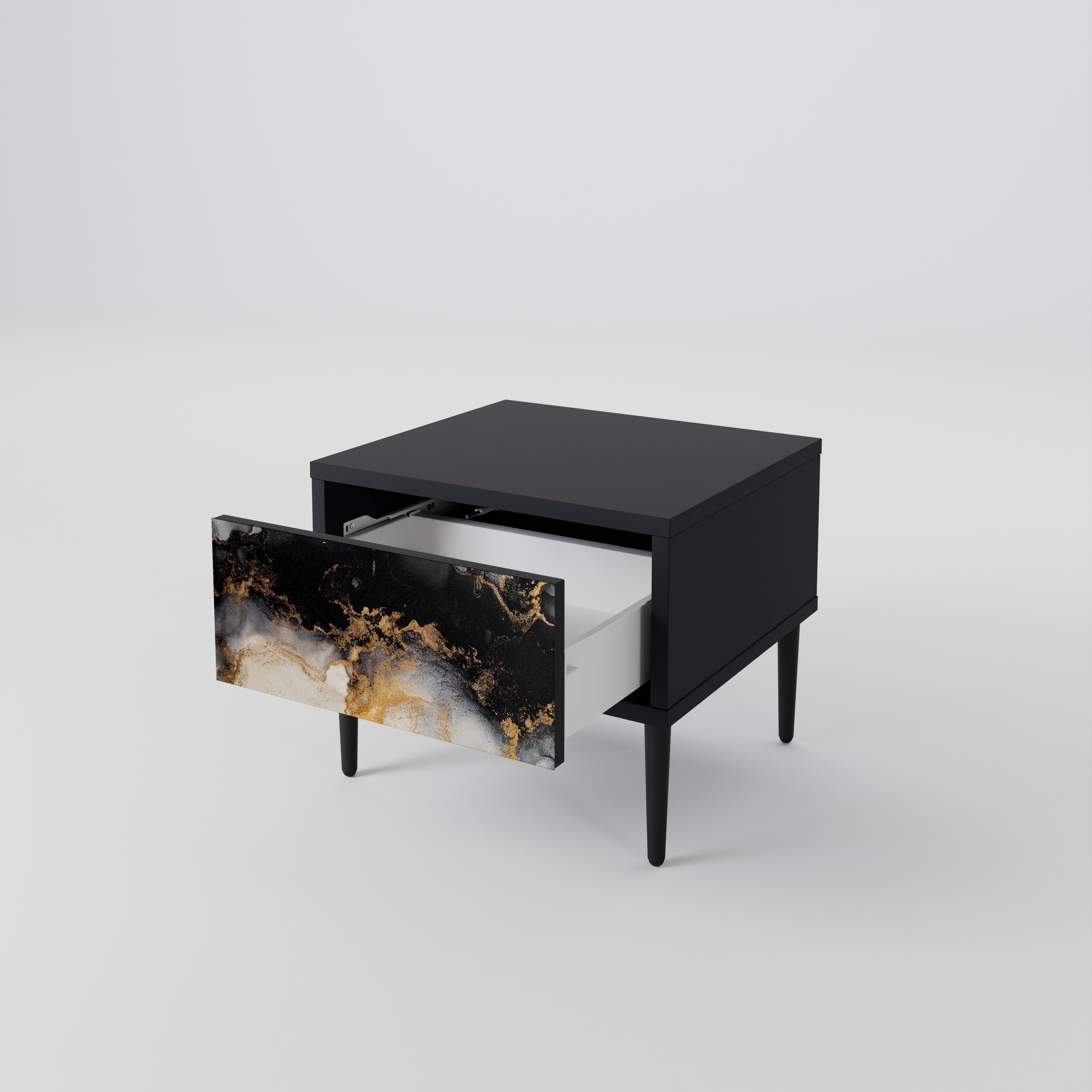 MARBLE OF TOMMORROW Nachttisch in schwarzem Finish