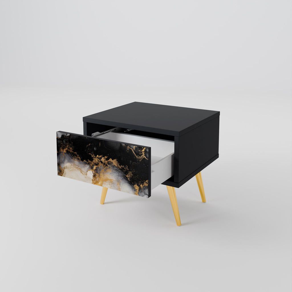 MARBLE OF TOMMORROW Nachttisch in schwarzem Finish