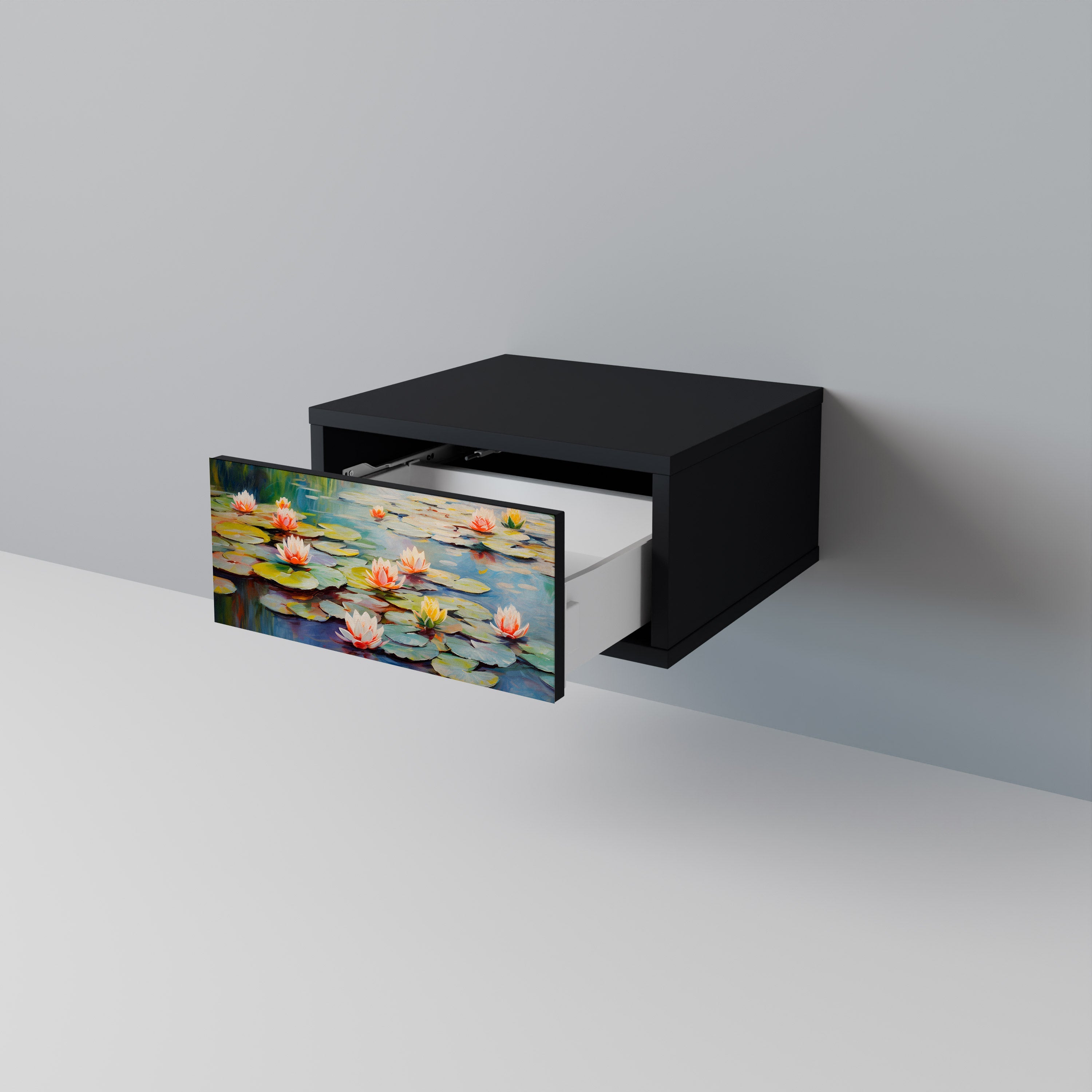 BLOOMING WATERS Nachttisch in Schwarz