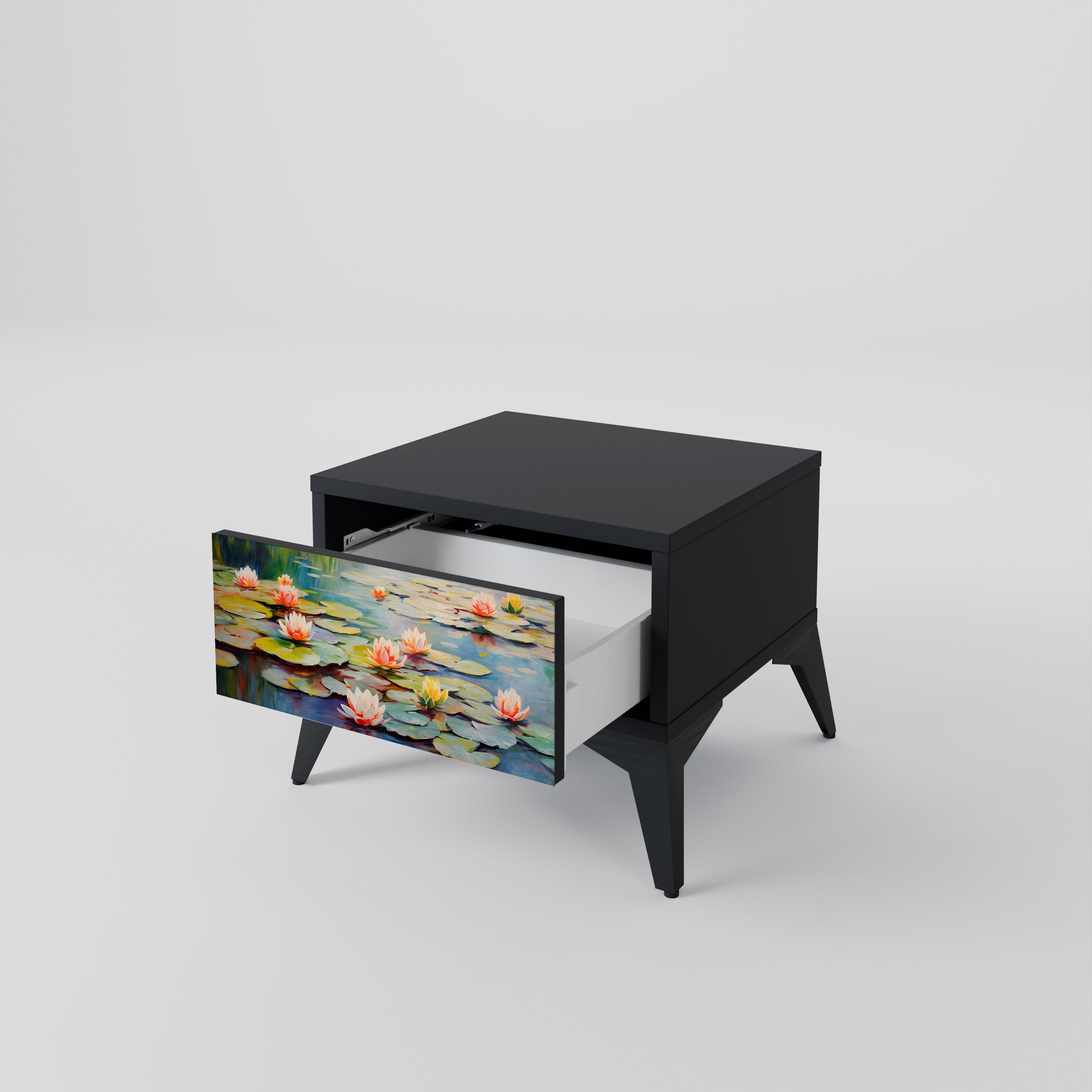 BLOOMING WATERS Nachttisch in Schwarz
