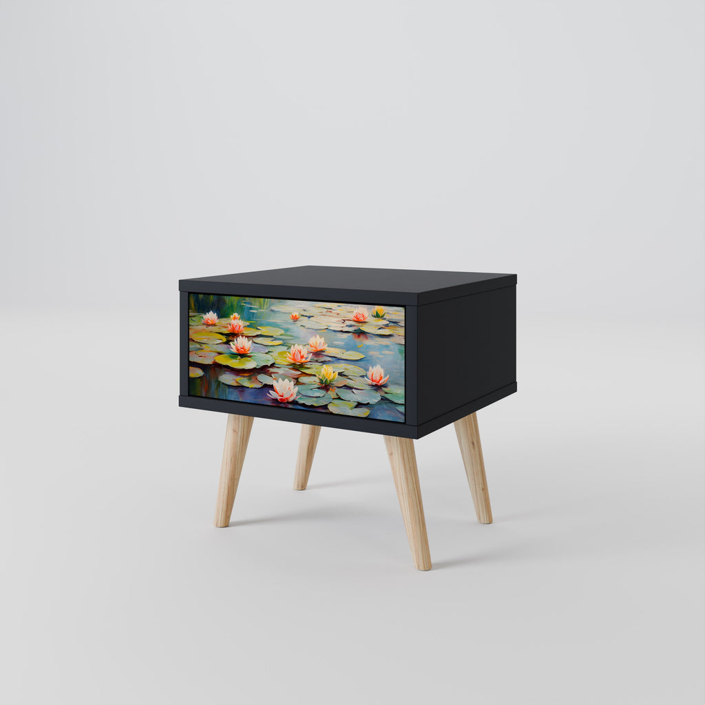 BLOOMING WATERS Nachttisch in Schwarz