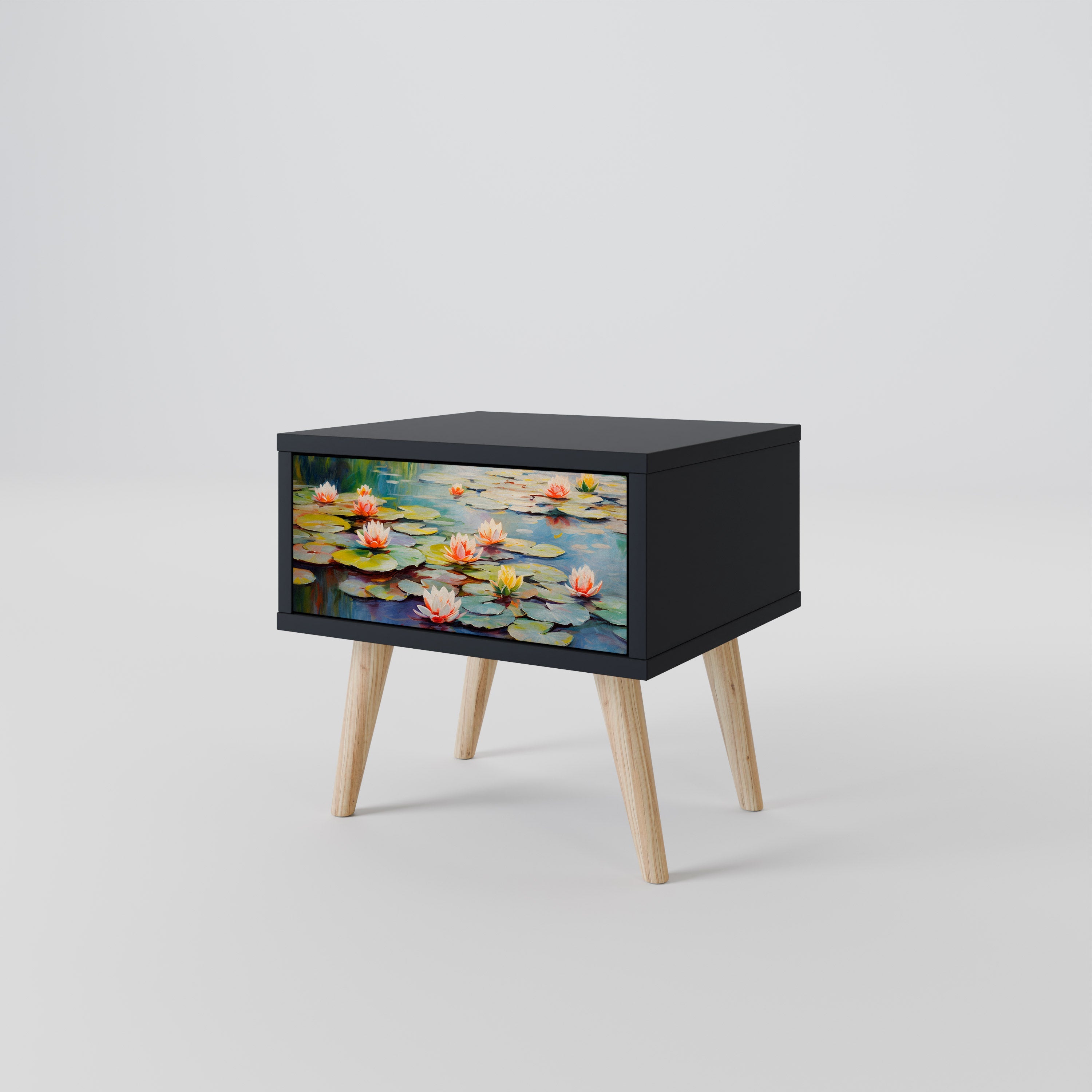 BLOOMING WATERS Nachttisch in Schwarz