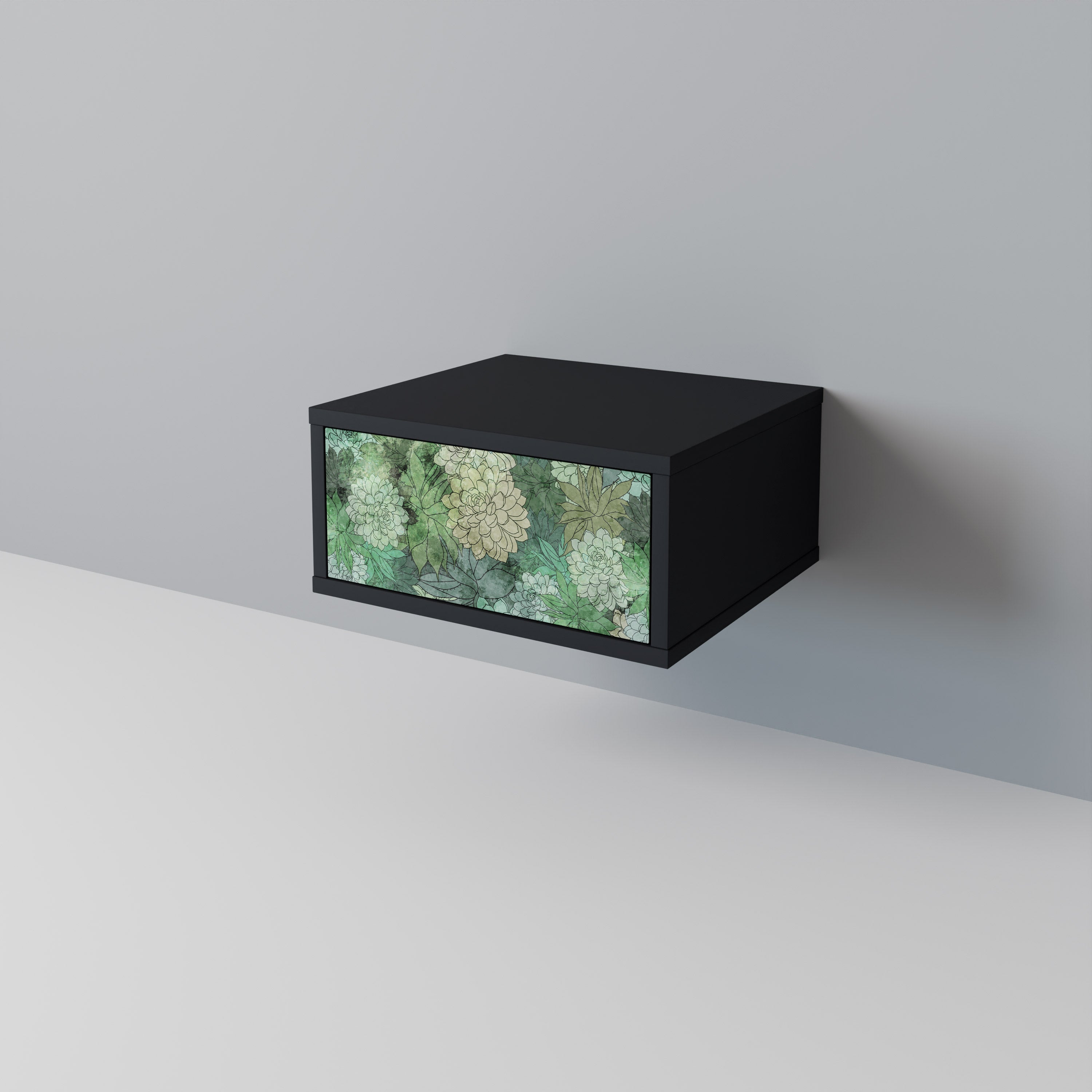 SUCCULENT CLUSTER Nachttisch in schwarzem Finish