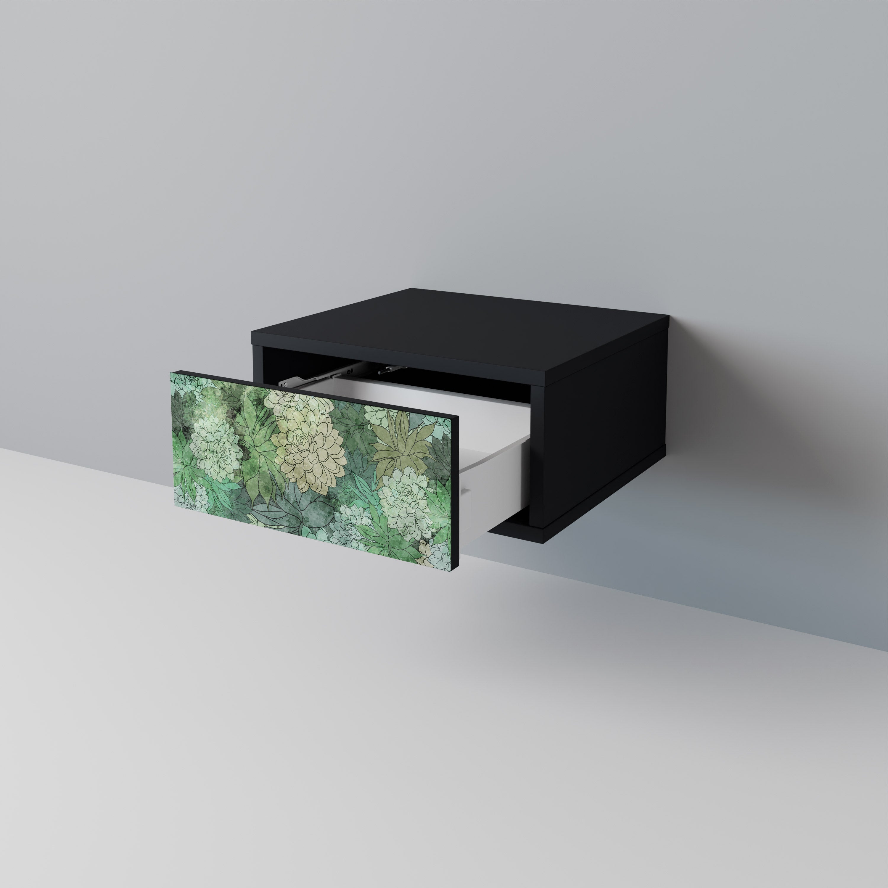 SUCCULENT CLUSTER Nachttisch in schwarzem Finish