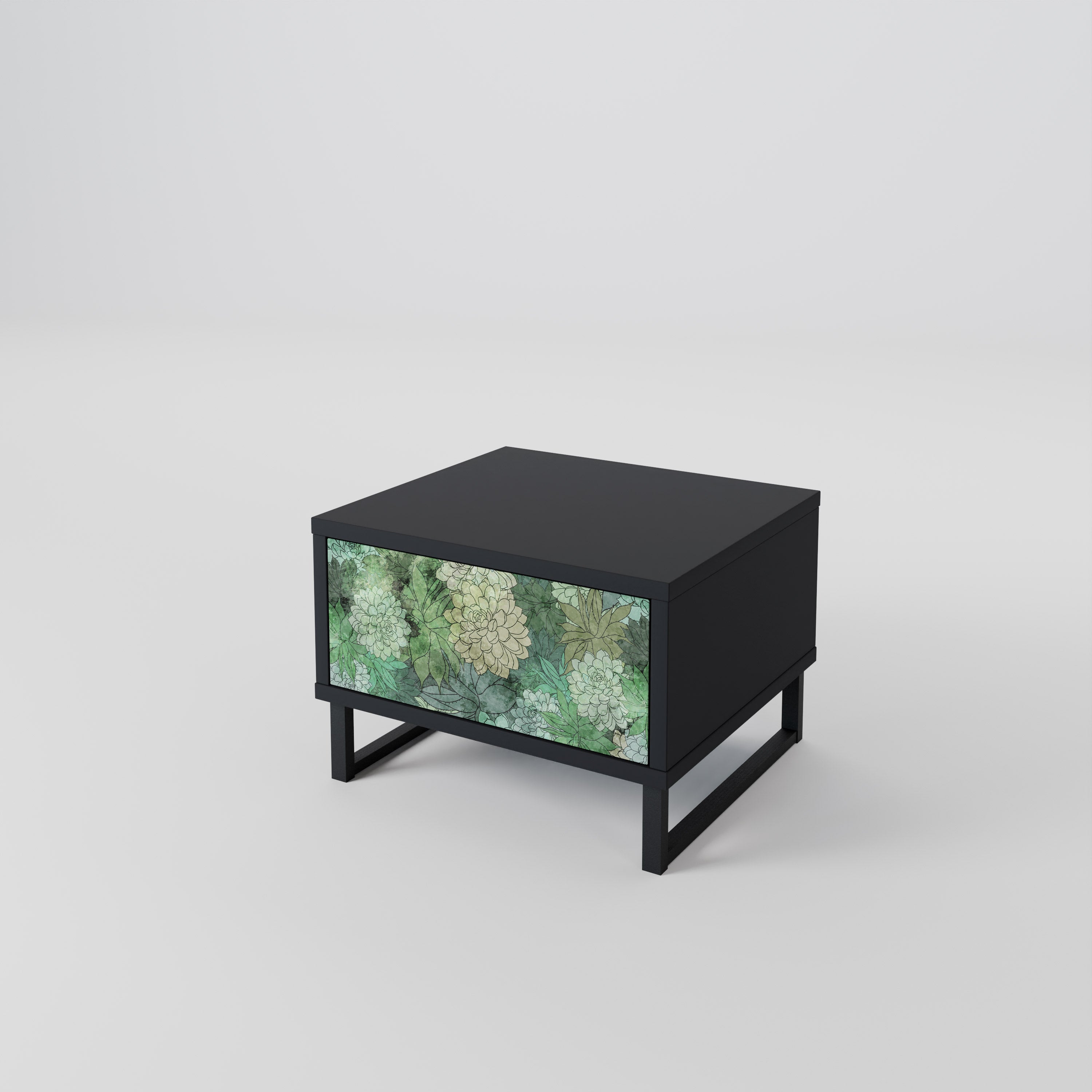 SUCCULENT CLUSTER Nachttisch in schwarzem Finish
