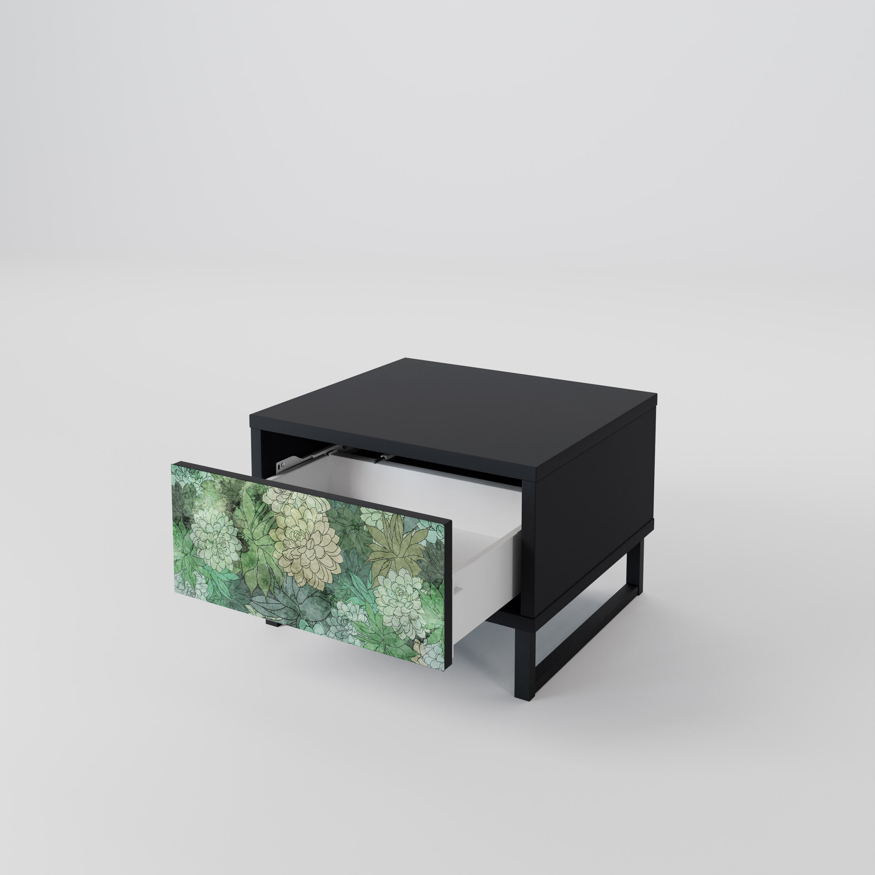 SUCCULENT CLUSTER Nachttisch in schwarzem Finish