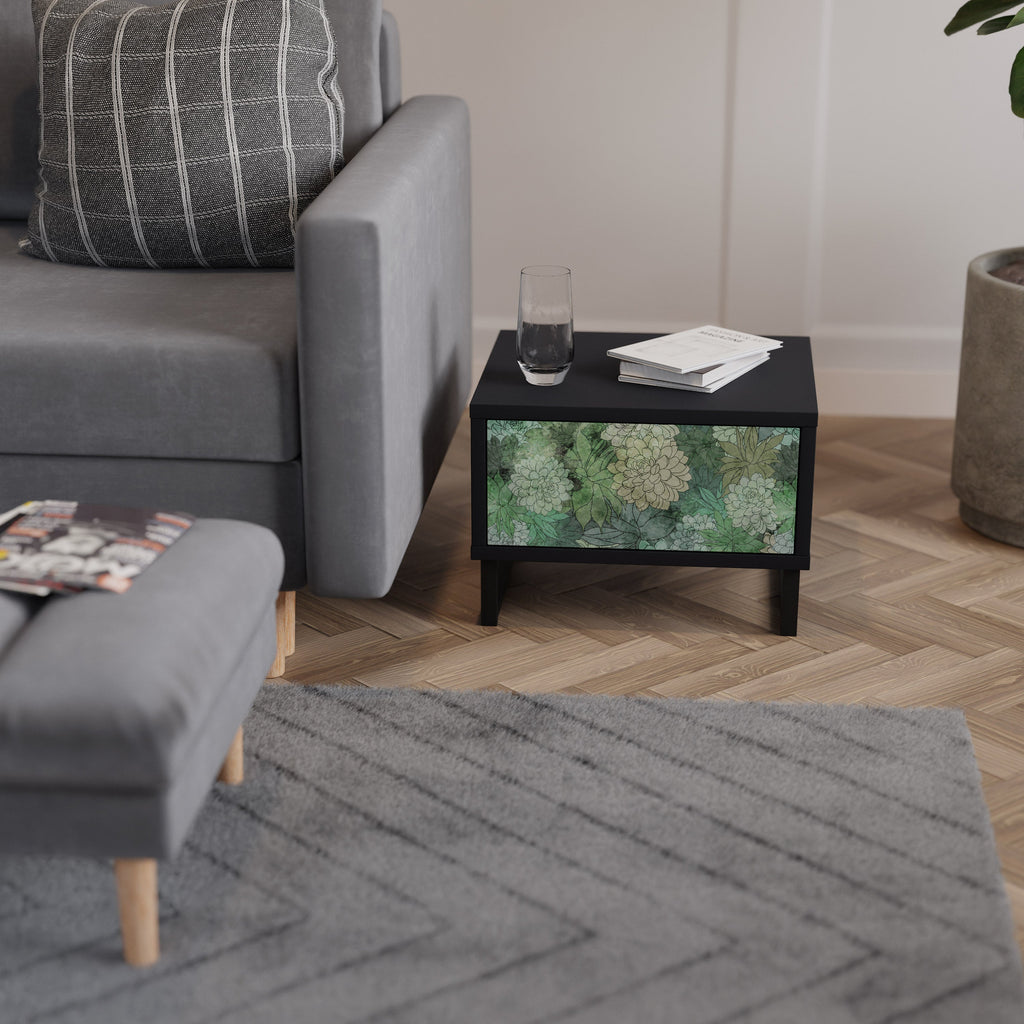 SUCCULENT CLUSTER Nachttisch in schwarzem Finish