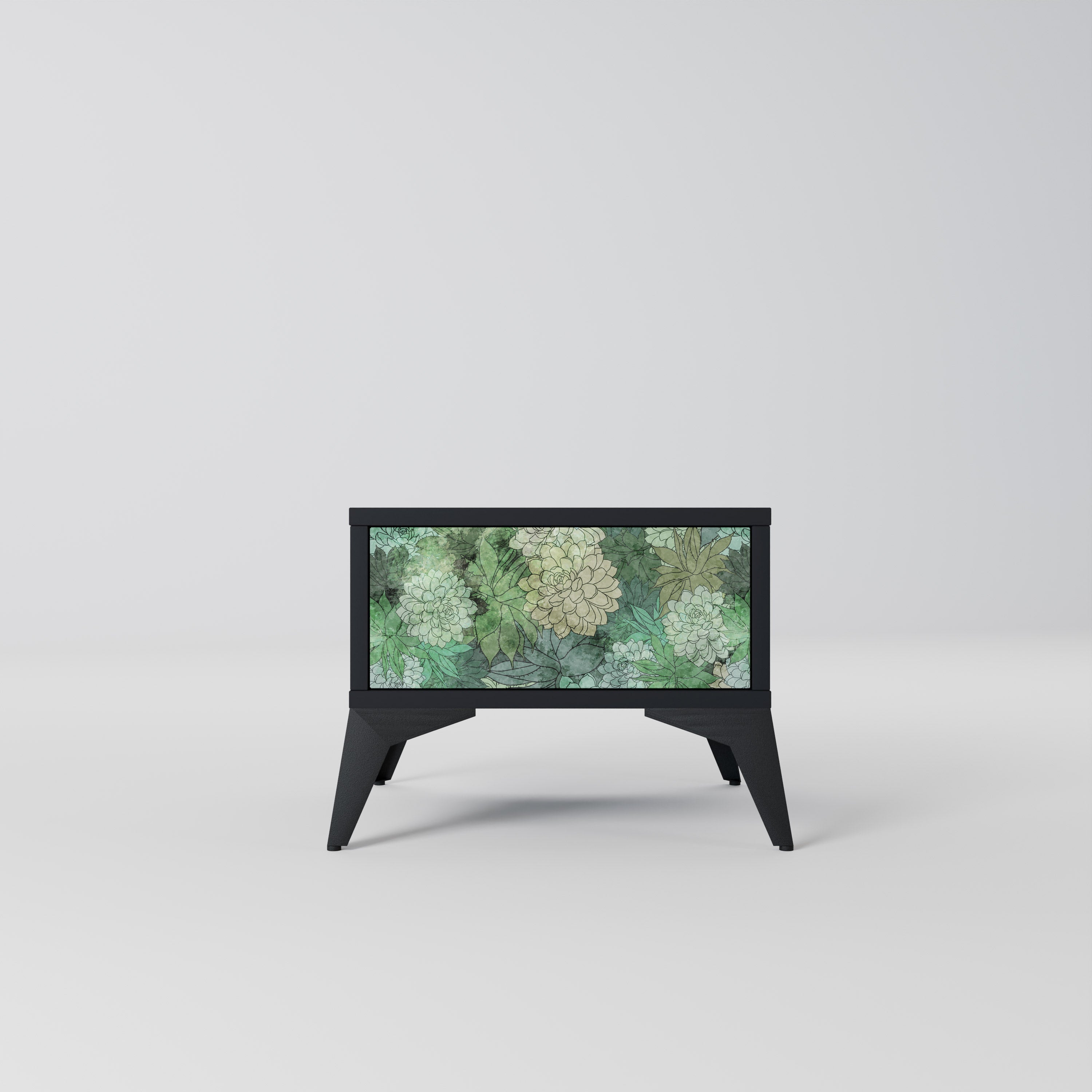 SUCCULENT CLUSTER Nachttisch in schwarzem Finish