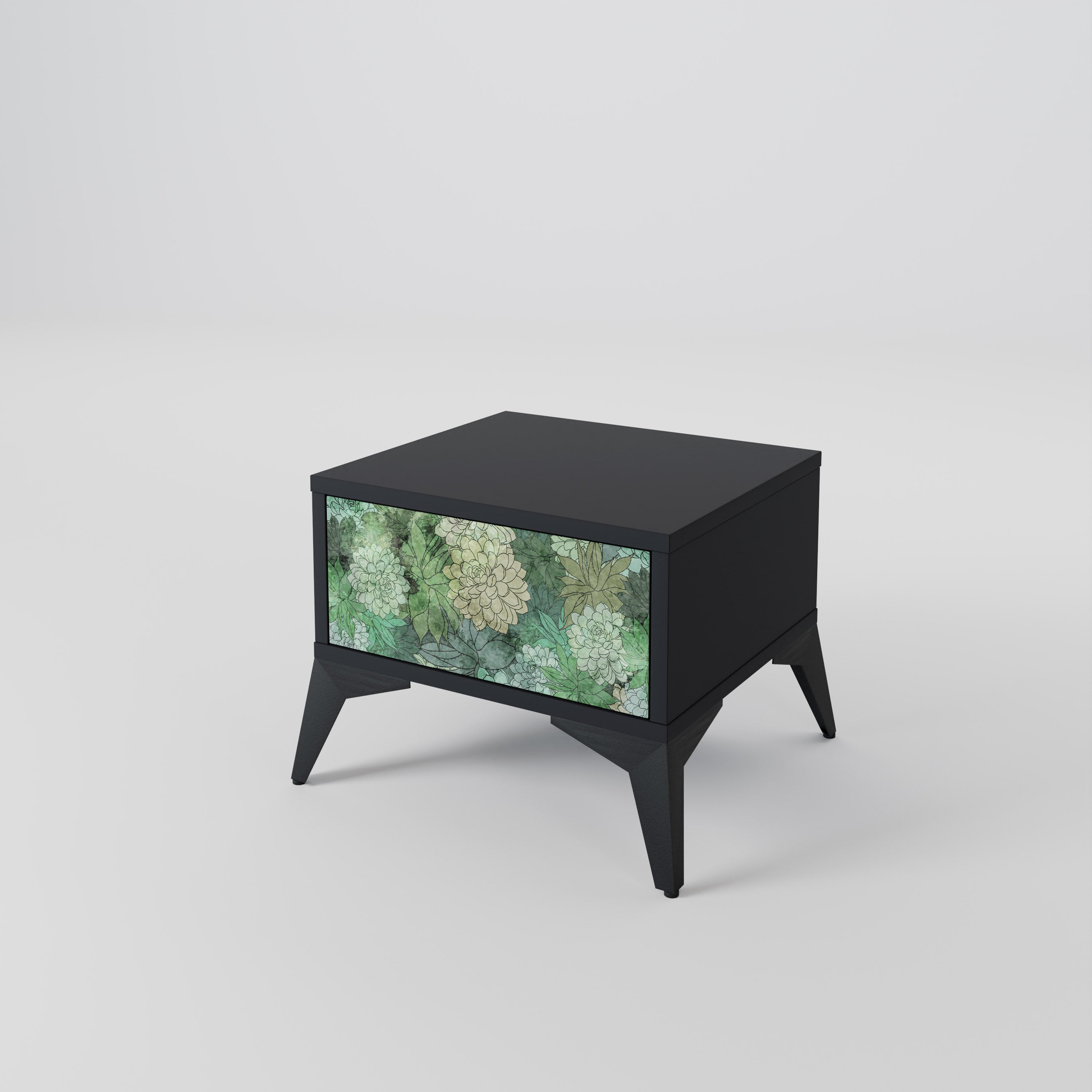 SUCCULENT CLUSTER Nachttisch in schwarzem Finish
