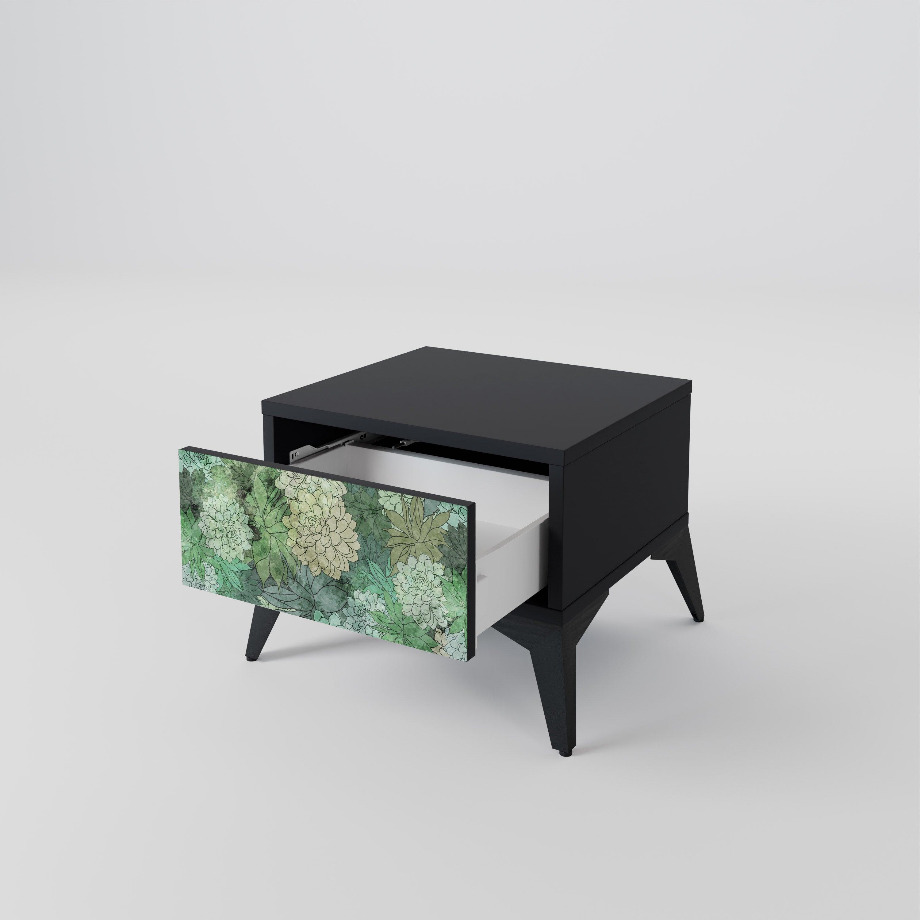 SUCCULENT CLUSTER Nachttisch in schwarzem Finish